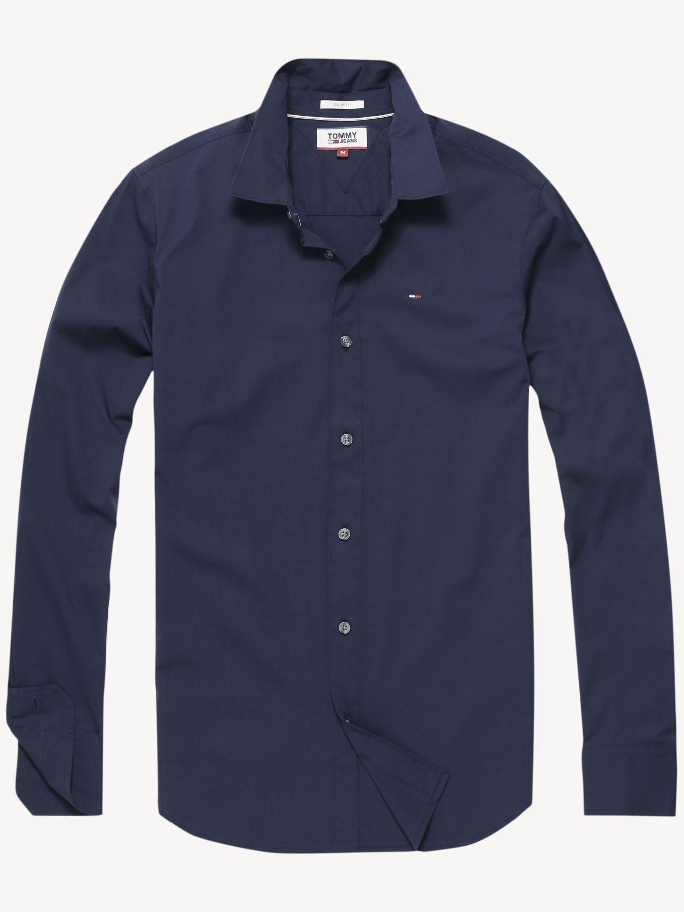 Camisa Original Con Logo Slim Fit Azul Tommy Hilfiger-4