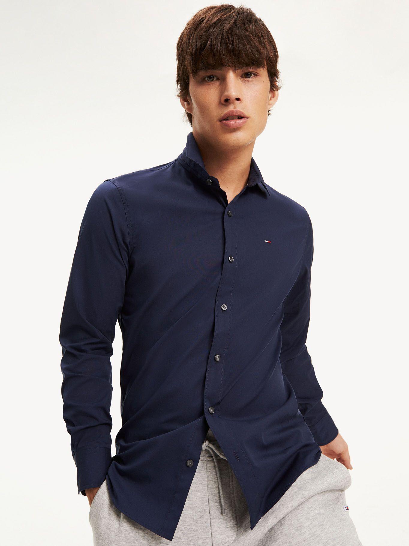 Camisa Original Con Logo Slim Fit Azul Tommy Hilfiger-0