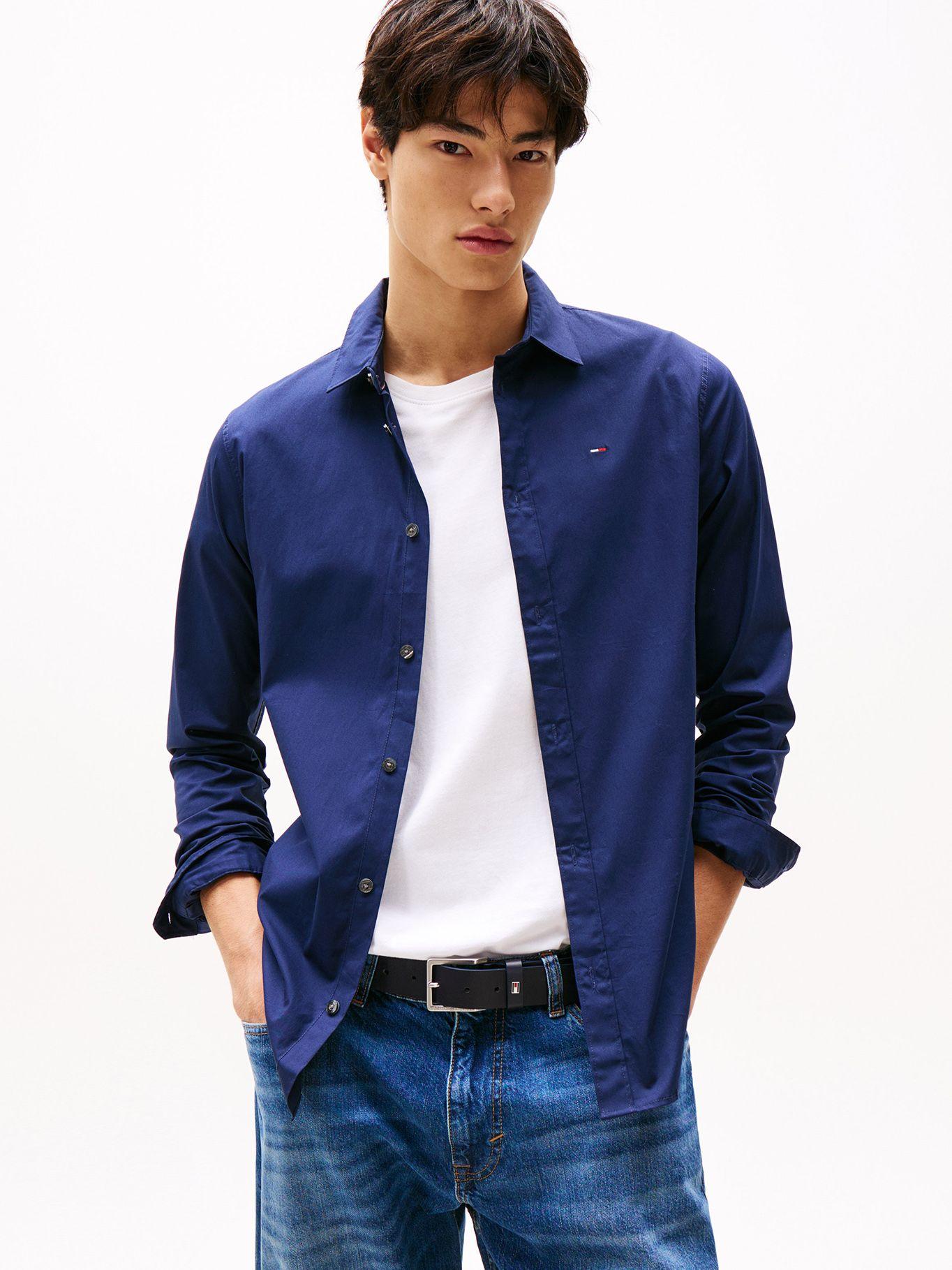 Camisa Original Con Logo Slim Fit Azul Tommy Hilfiger-0
