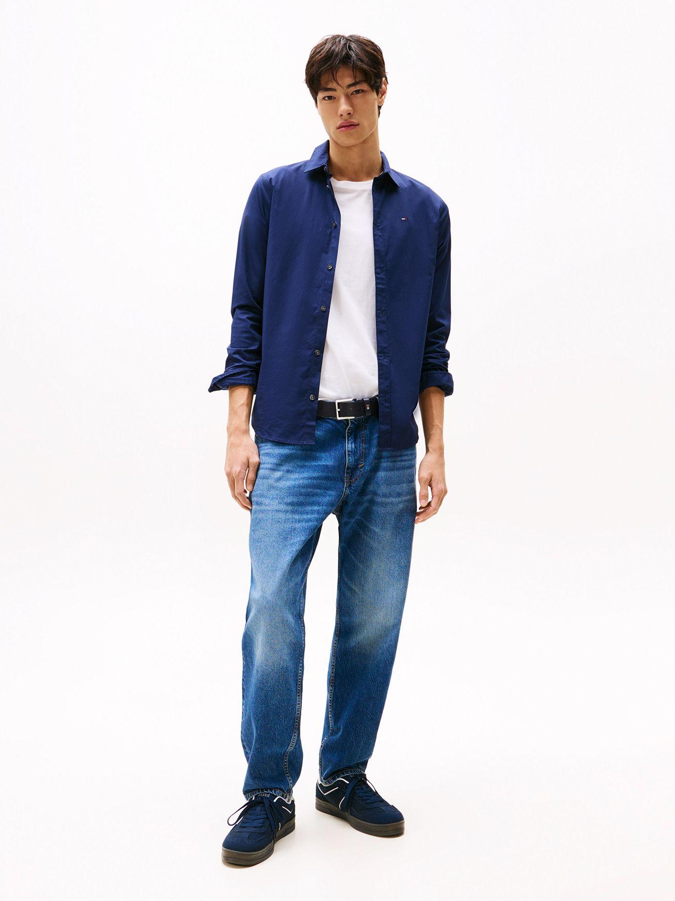Camisa Original Con Logo Slim Fit Azul Tommy Hilfiger-1