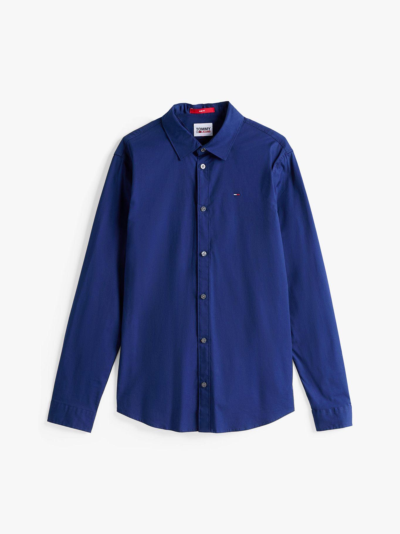 Camisa Original Con Logo Slim Fit Azul Tommy Hilfiger-4