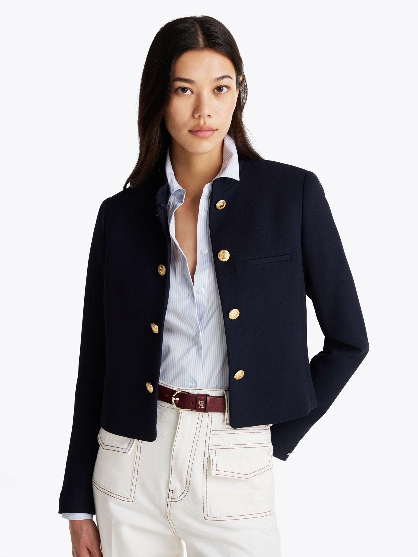Chaqueta Slin Fit De Cuello Mao Azul Tommy Hilfiger-0