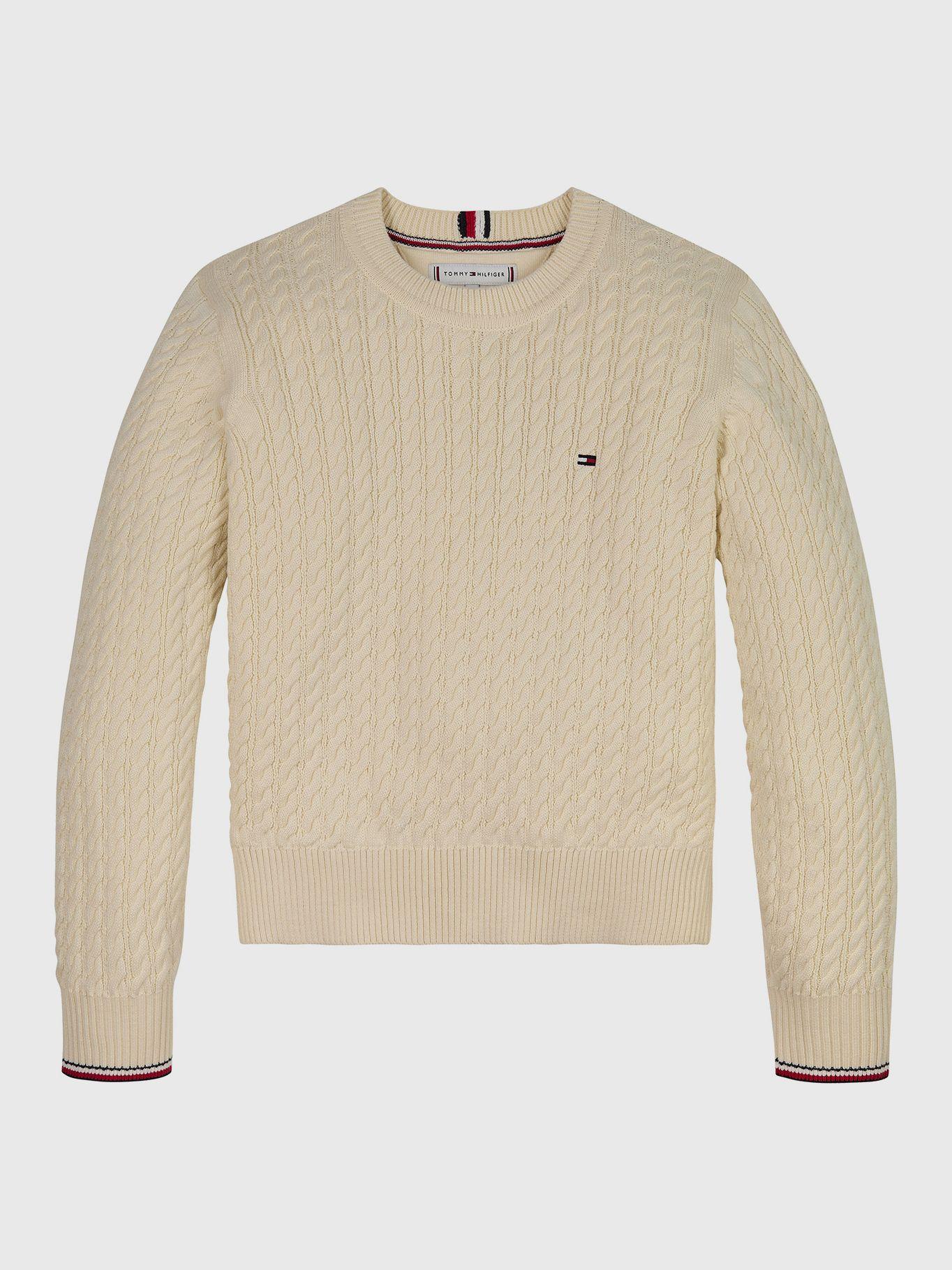 Sweater Punto Canalé Global Stripe Beige Tommy Hilfiger-0