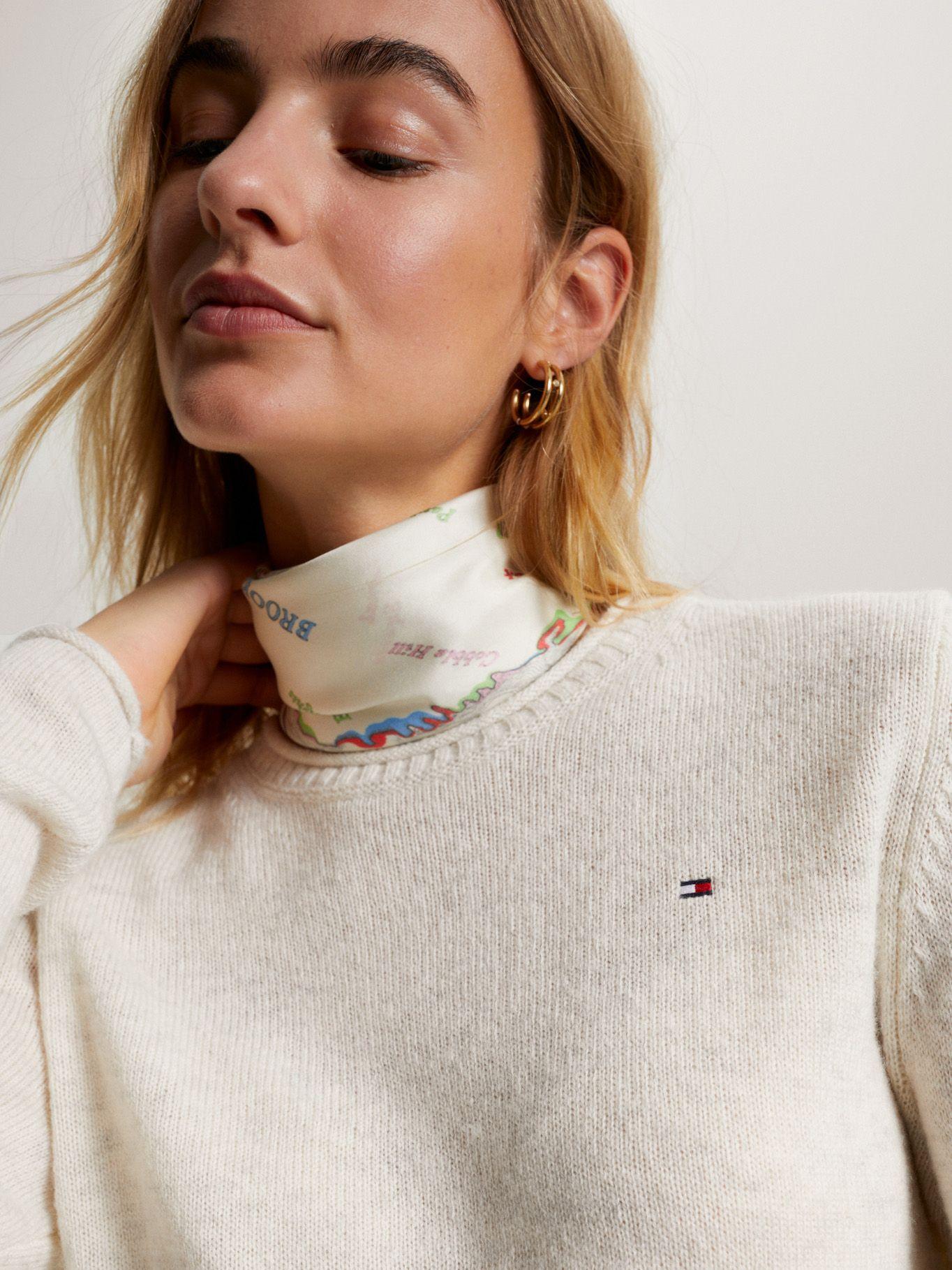 Sweater De Lana Solid Con Logo Blanco Tommy Hilfiger-3