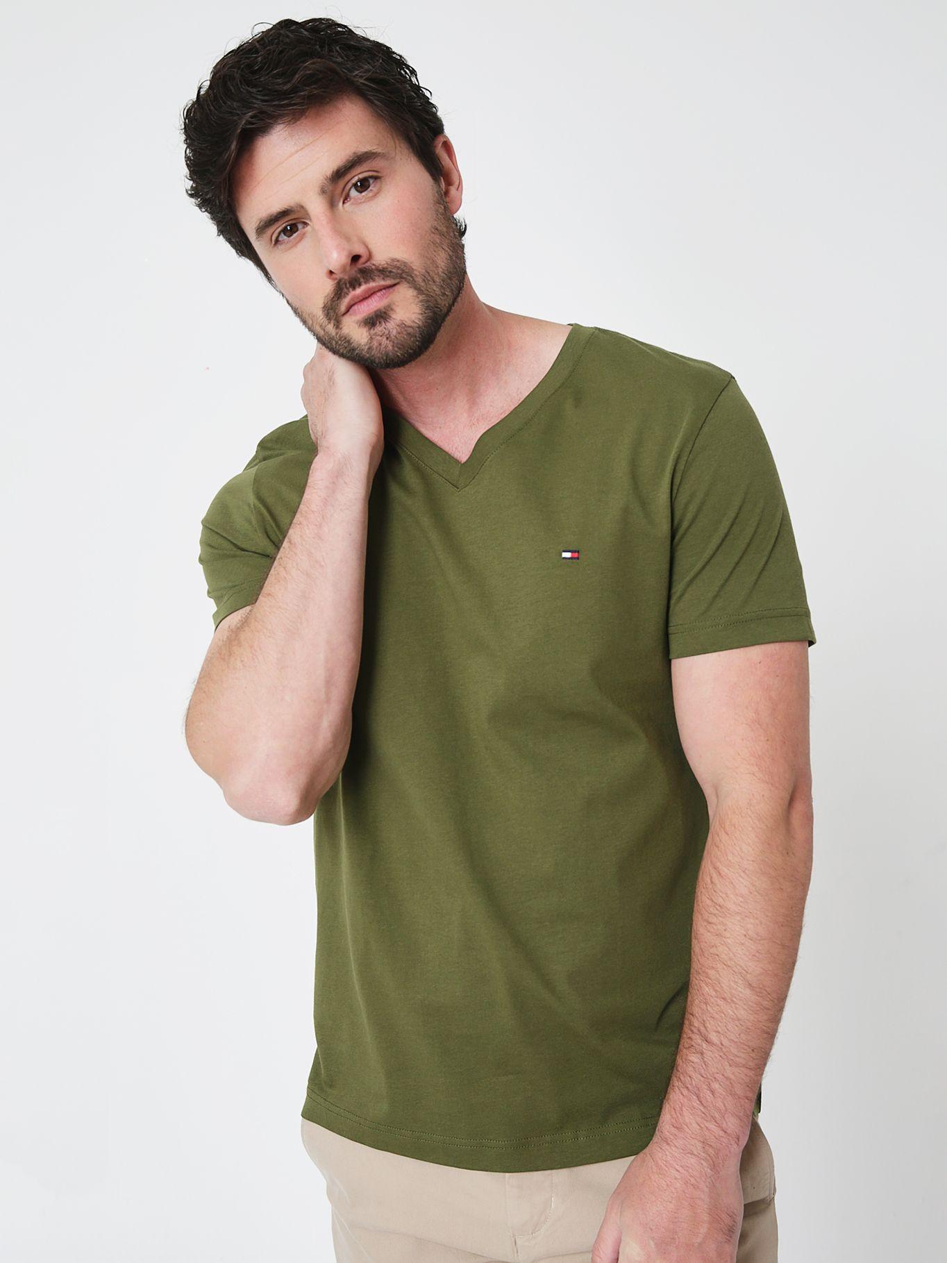 Polera Essential Cotton VNeck Slim 2MS Verde Tommy Hilfiger-0