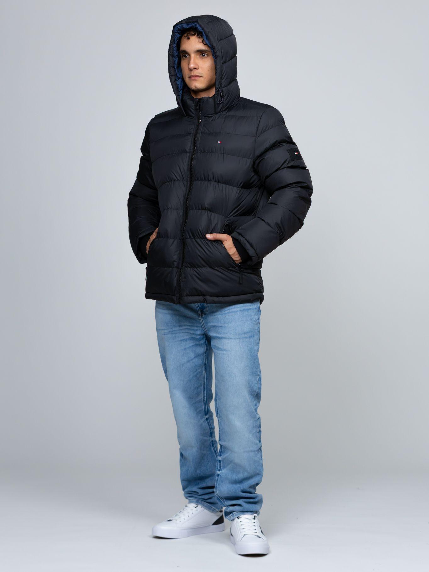 Parka Acolchada Con Gorro Negro Tommy Hilfiger-1