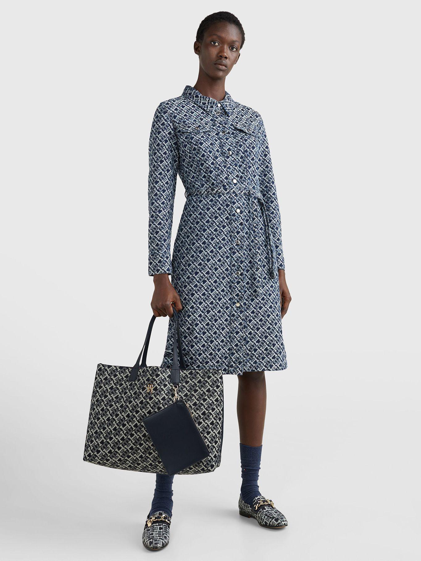 Bolso Tote Iconic Denim Azul Tommy Hilfiger-4