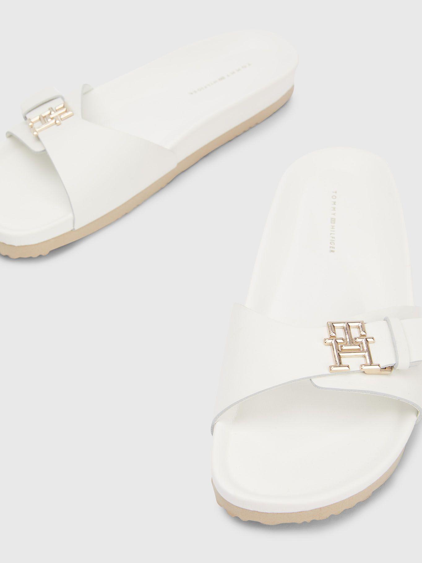 Sandalias Monogram De Cuero Blanco Tommy Hilfiger-3