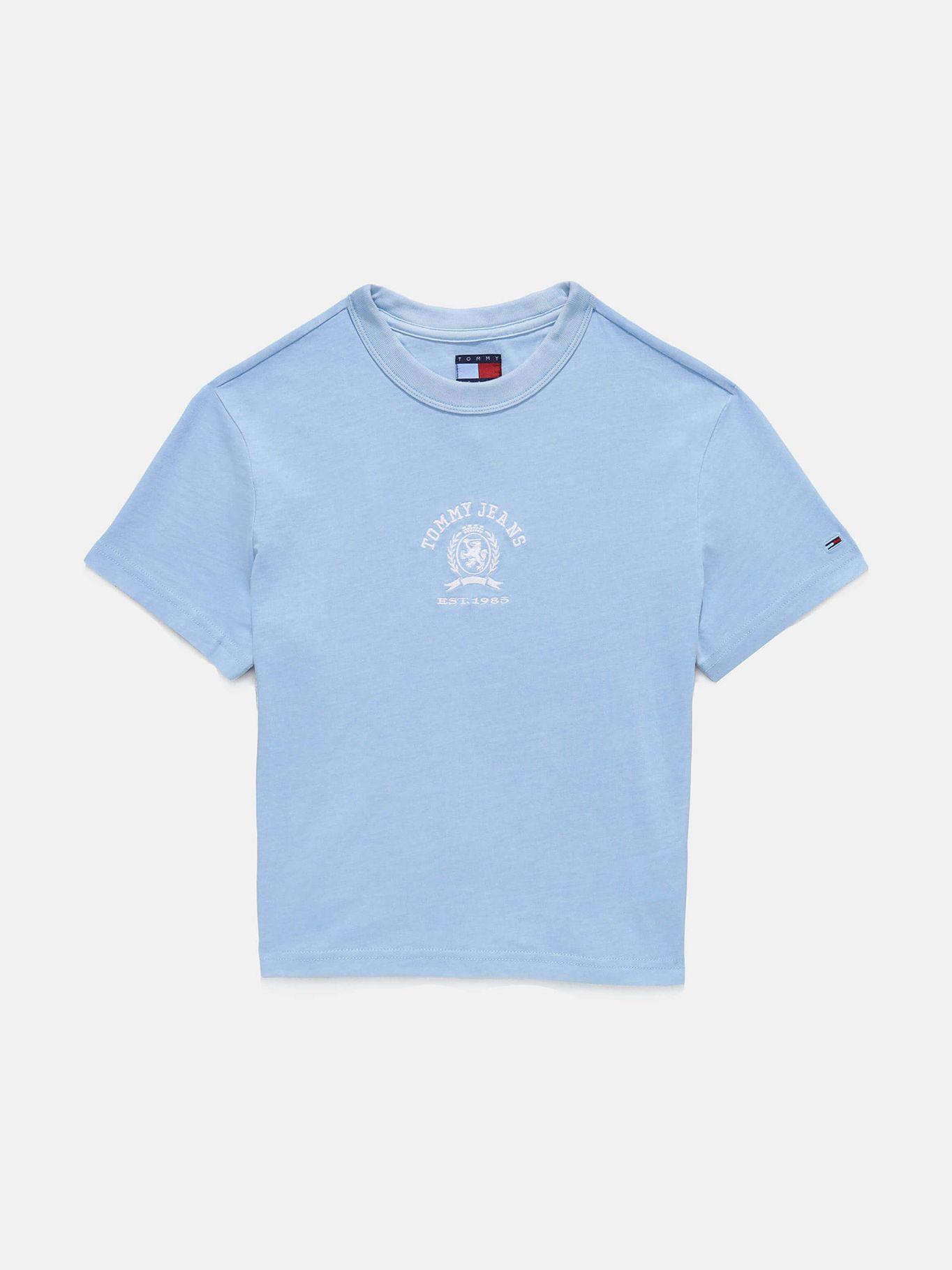 Polera Varsity Crest Logo Celeste Tommy Jeans-4