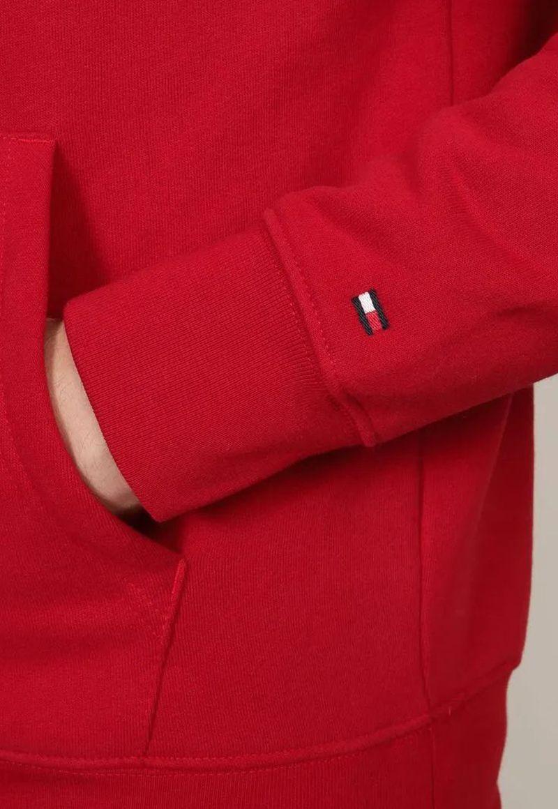 Polerón Hoodie Con Logo Central De Rayas Rojo Tommy Hilfiger-4