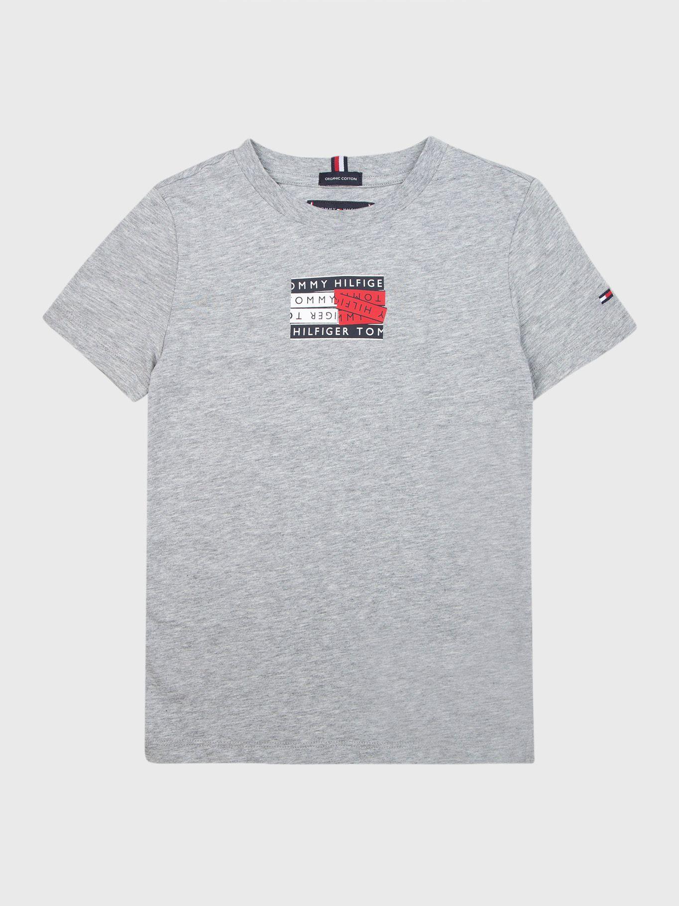 Polera Básica Con Logos De Bandera Gris Tommy Hilfiger-0