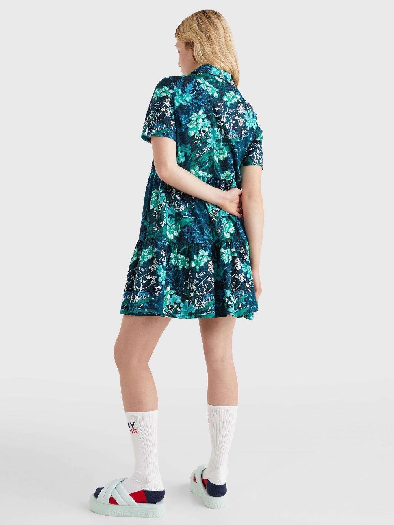 Vestido Camisero Tropical Verde Tommy Jeans JN2-1