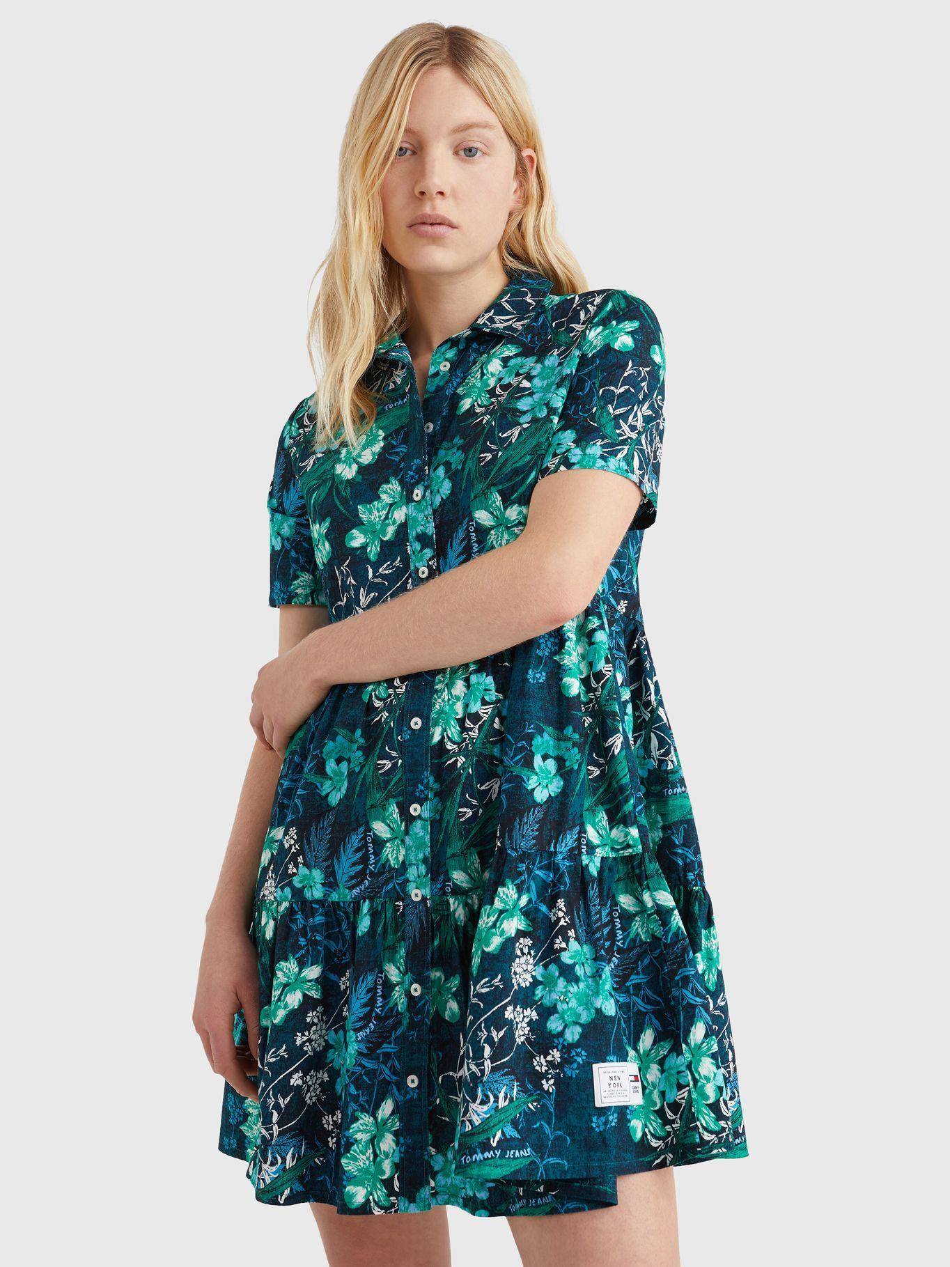 Vestido Camisero Tropical Verde Tommy Jeans JN2-0