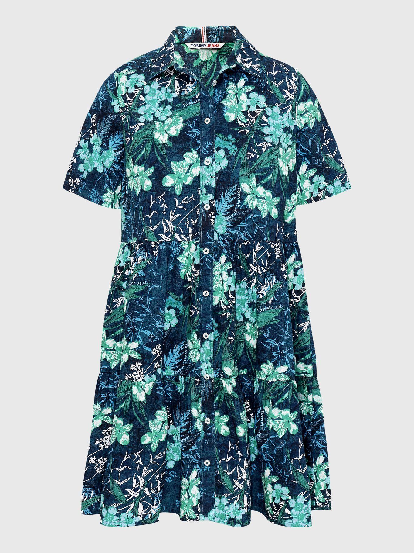 Vestido Camisero Tropical Verde Tommy Jeans JN2-4