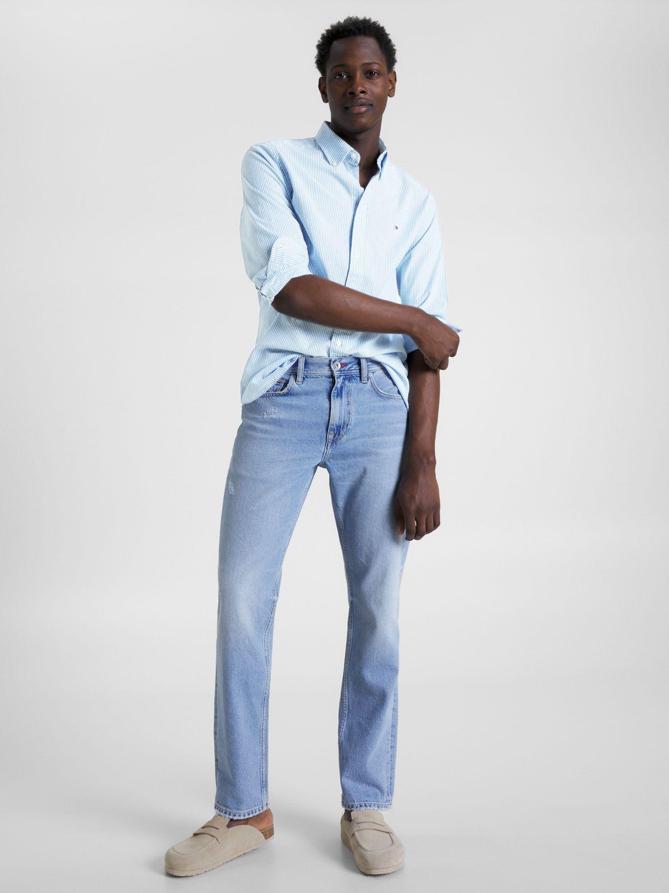 Camisa Flex Oxford Regular Fit Celeste Tommy Hilfiger-1