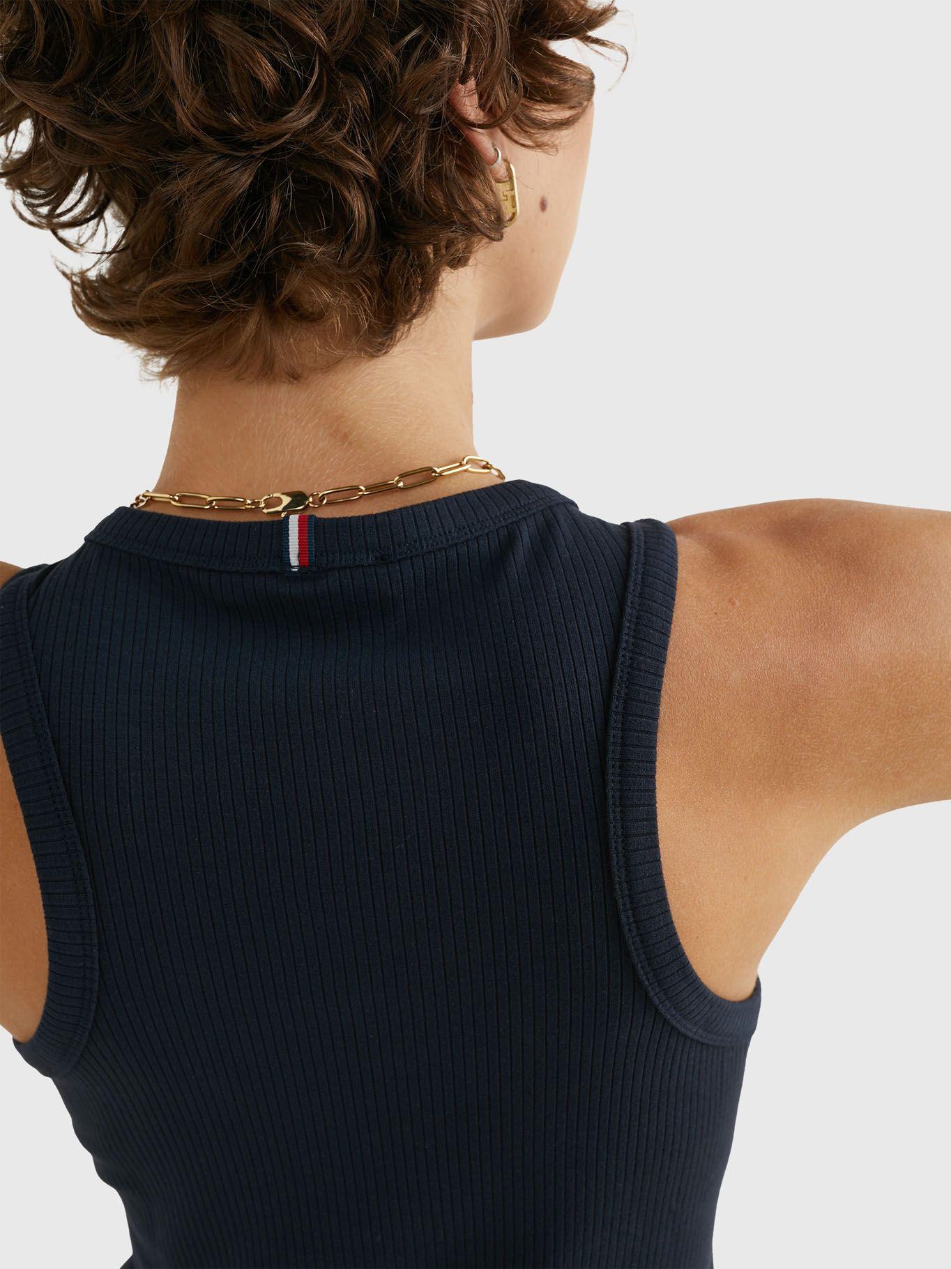 Polera Solid Con Logo Slim Fit Azul Tommy Hilfiger-4