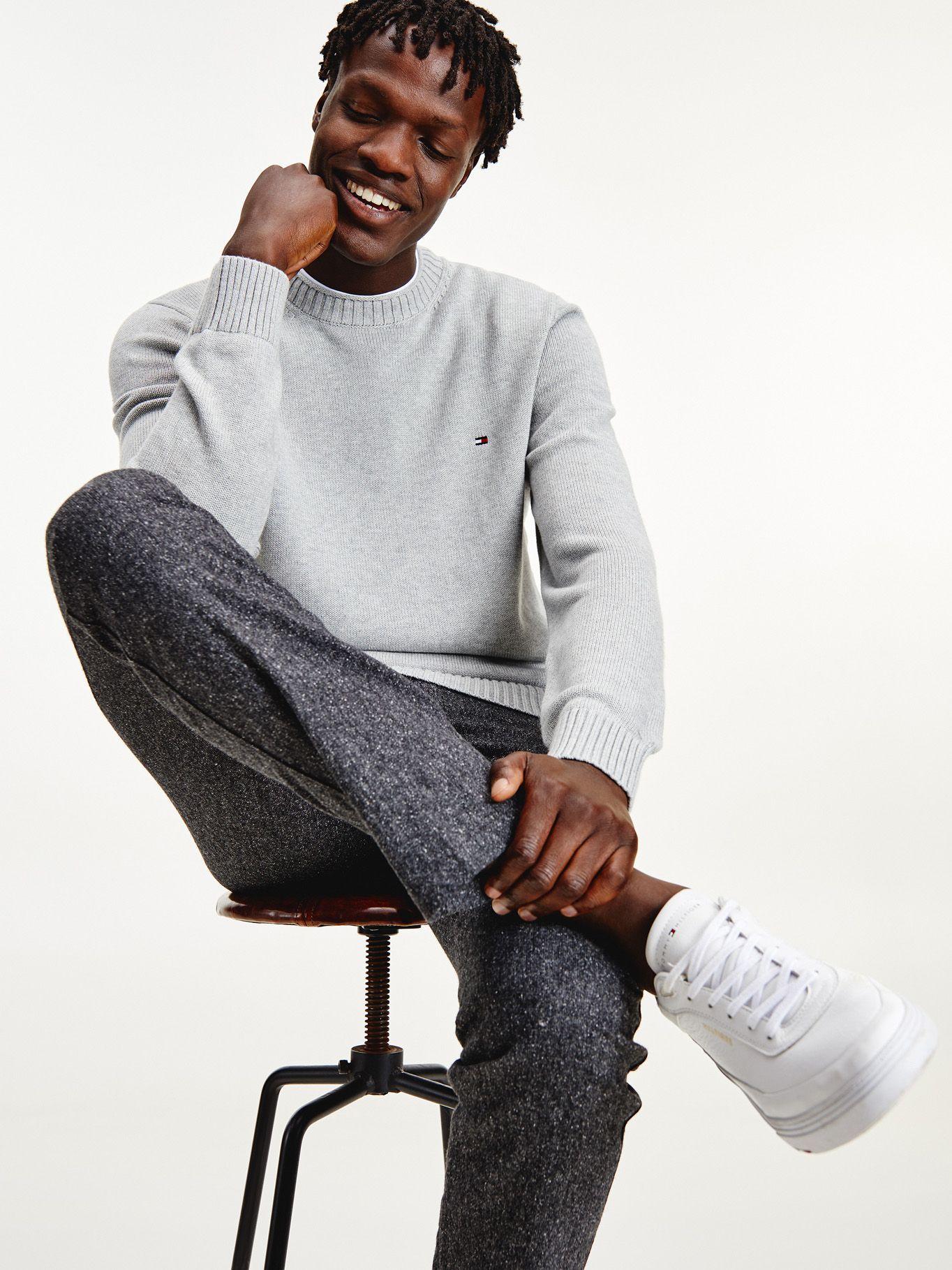 Sweater Chunky C-Neck Gris Tommy Hilfiger F2-0