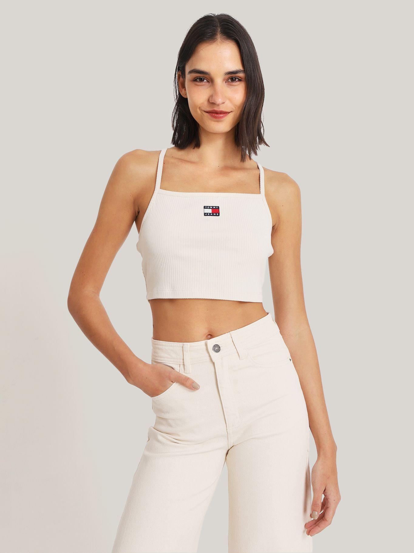 Polera Sin Mangas Con Logo De Parche Beige Tommy Jeans-0