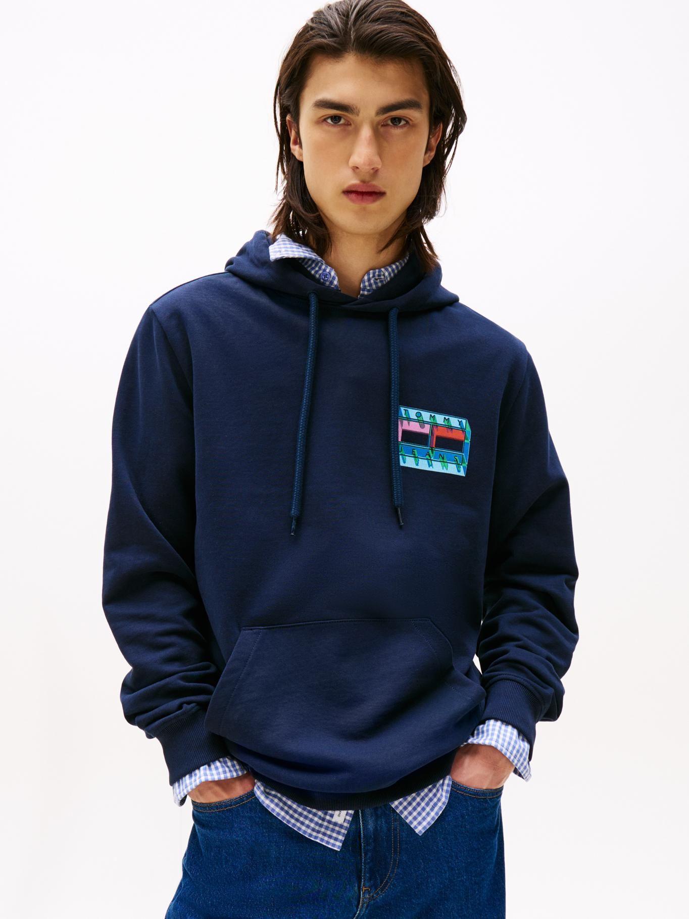 Polerón Hoodie Flag Con Logo Gráfico Azul Tommy Jeans-0