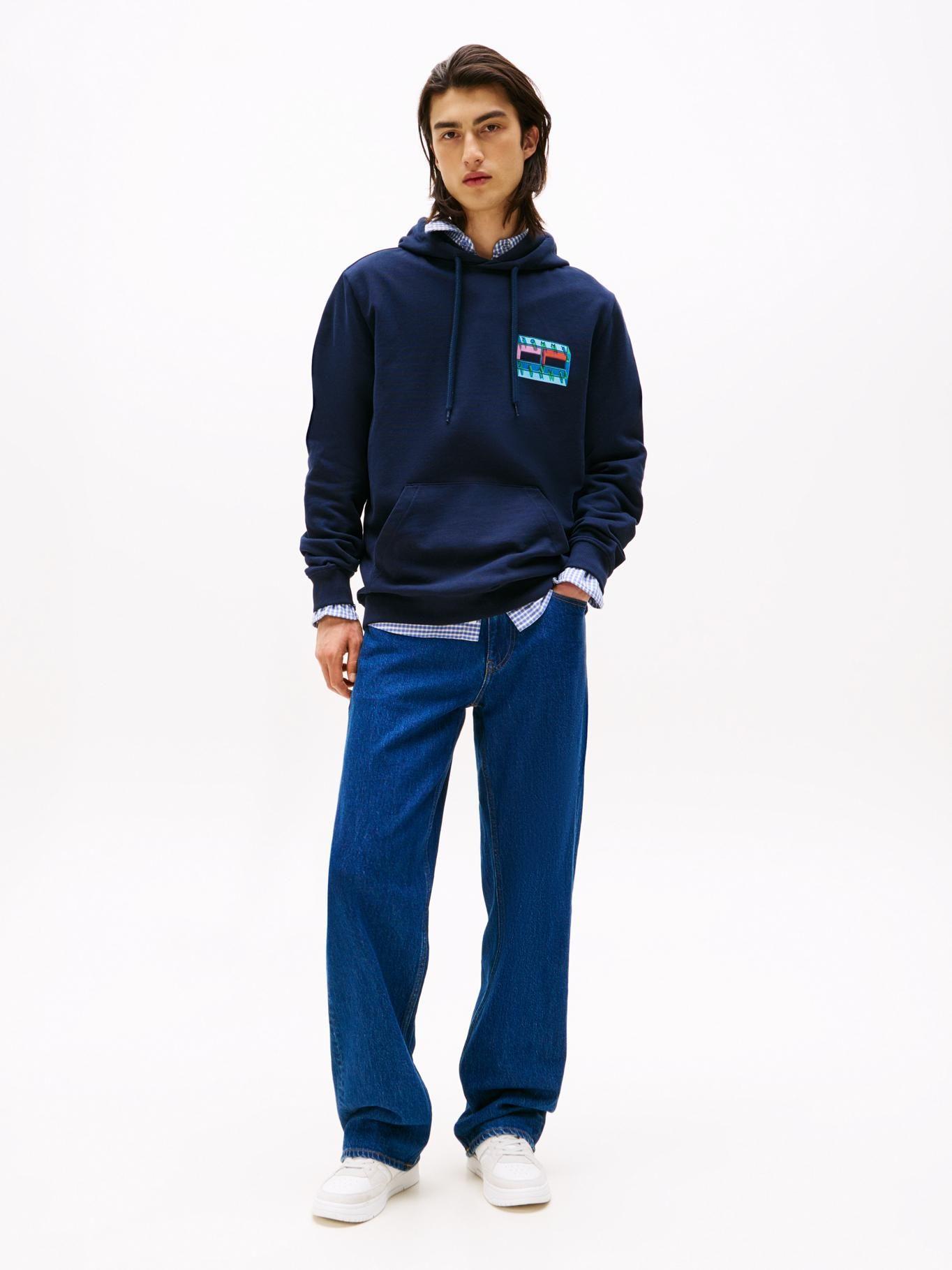 Polerón Hoodie Flag Con Logo Gráfico Azul Tommy Jeans-1