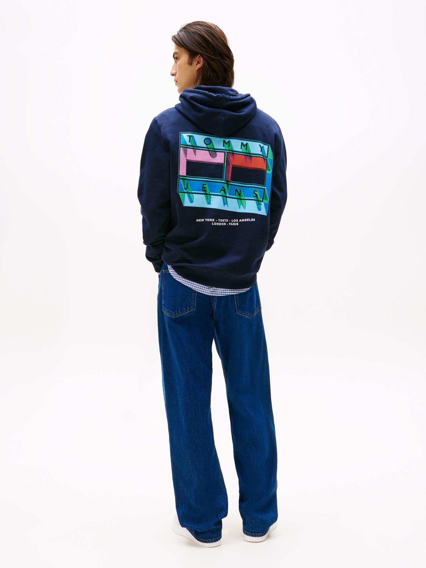 Polerón Hoodie Flag Con Logo Gráfico Azul Tommy Jeans-2