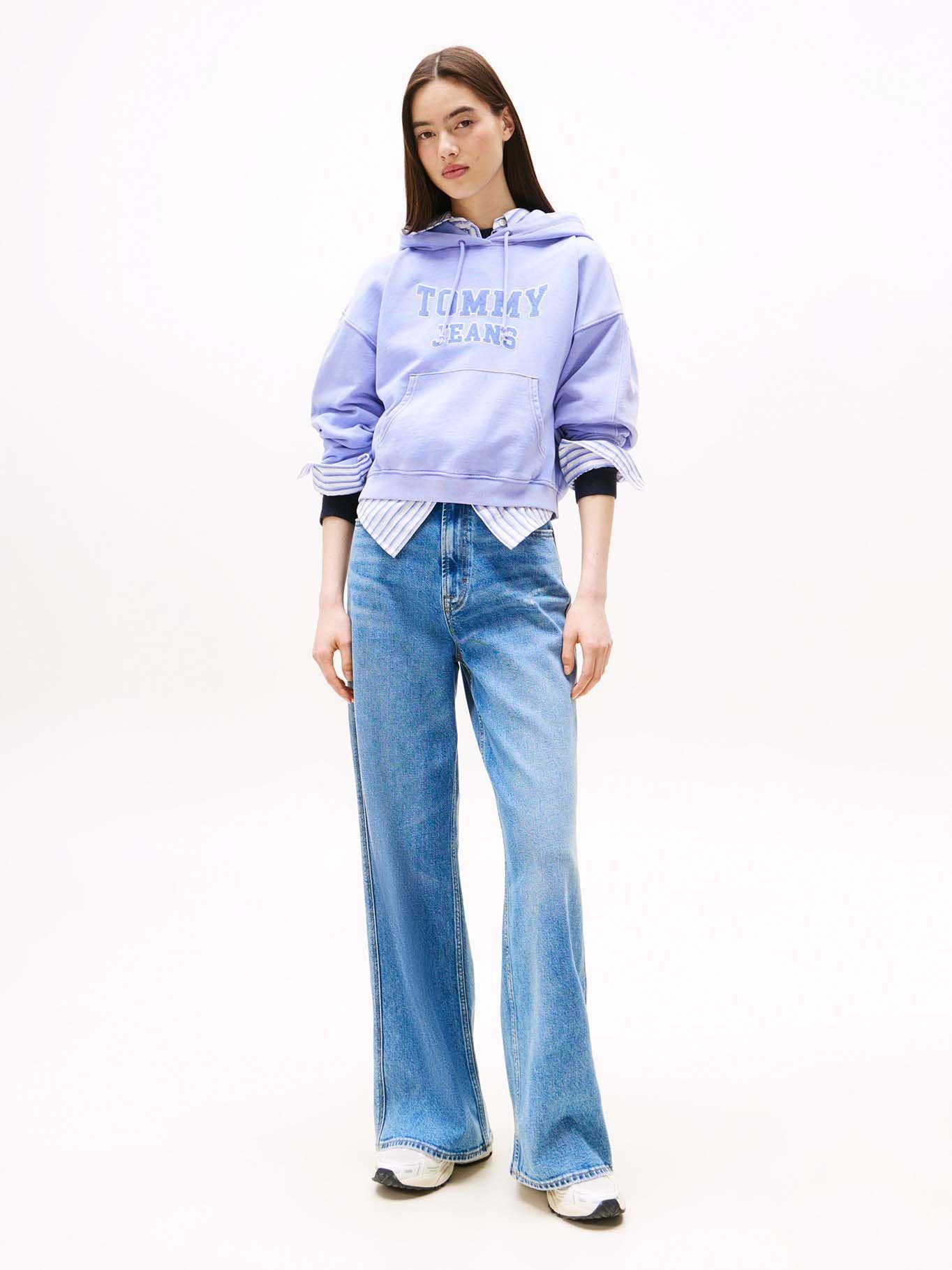 Polerón Hoodie Crop Relaxed Con Logo Lila Tommy Jeans-1