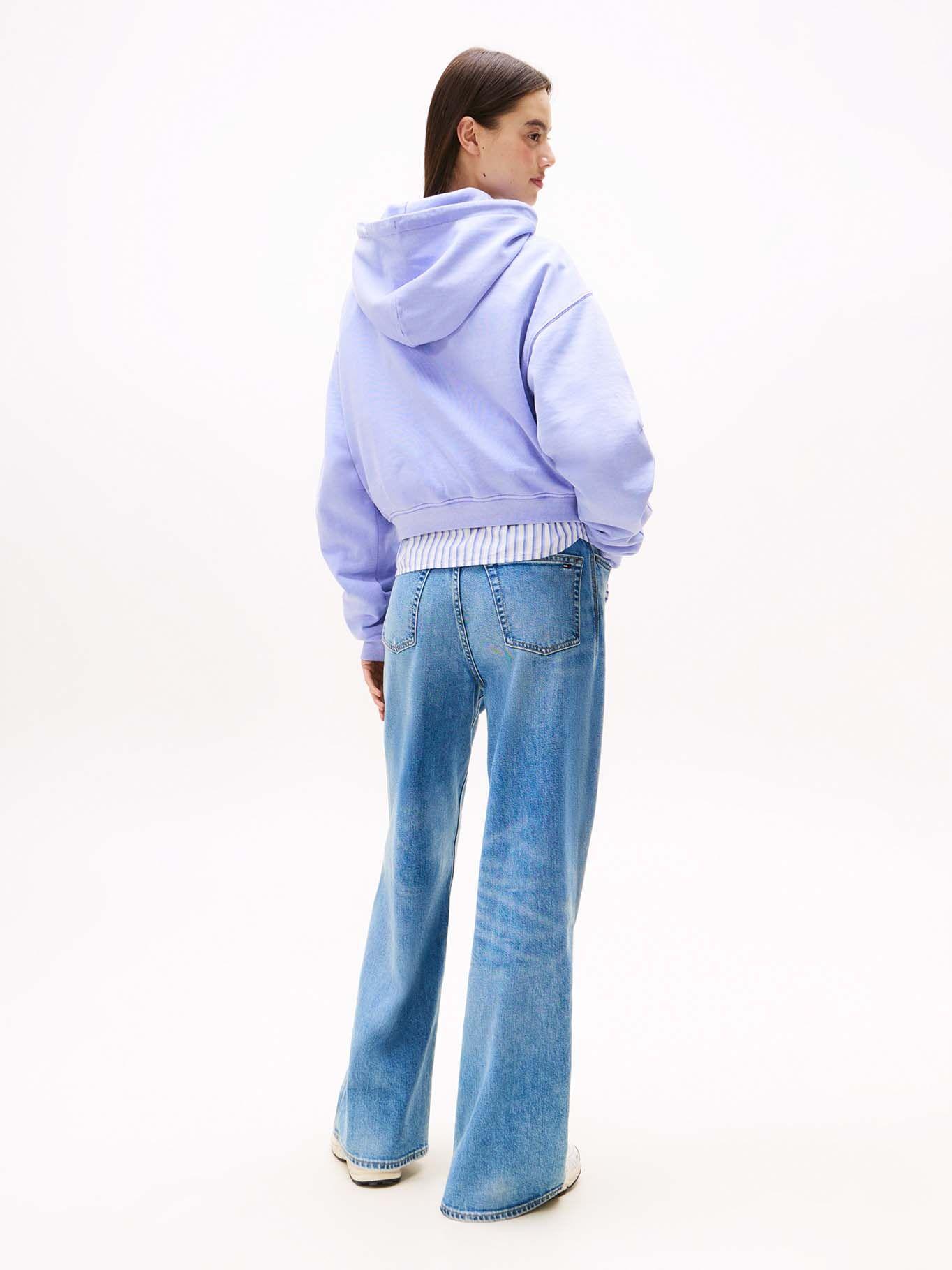 Polerón Hoodie Crop Relaxed Con Logo Lila Tommy Jeans-2