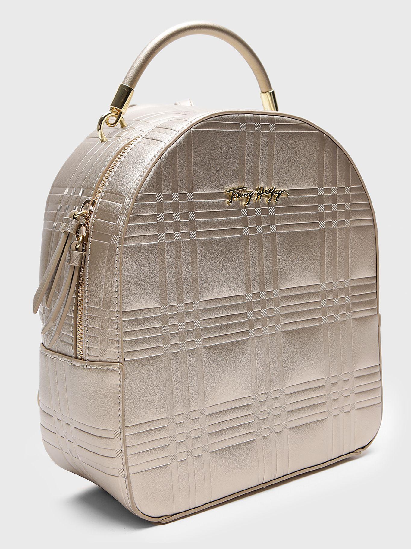 Mochila Mini Established Tartán Dorado Tommy Hilfiger-1