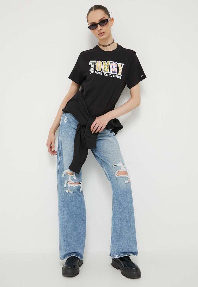 Polera Stripe Con Logo Negro Tommy Jeans-1