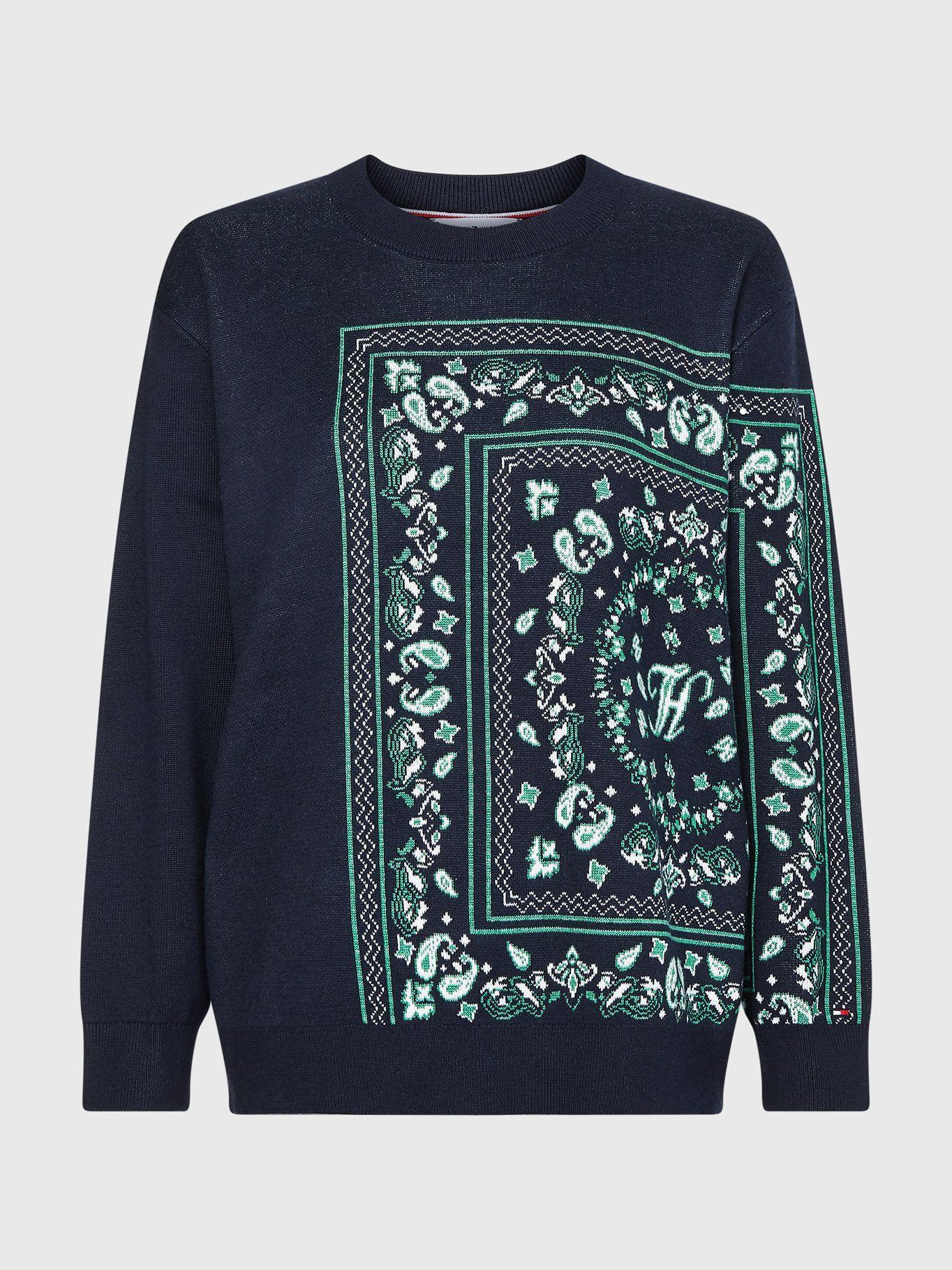 Sweater Relaxed Con Bandana Print Azul Tommy Hilfiger-0