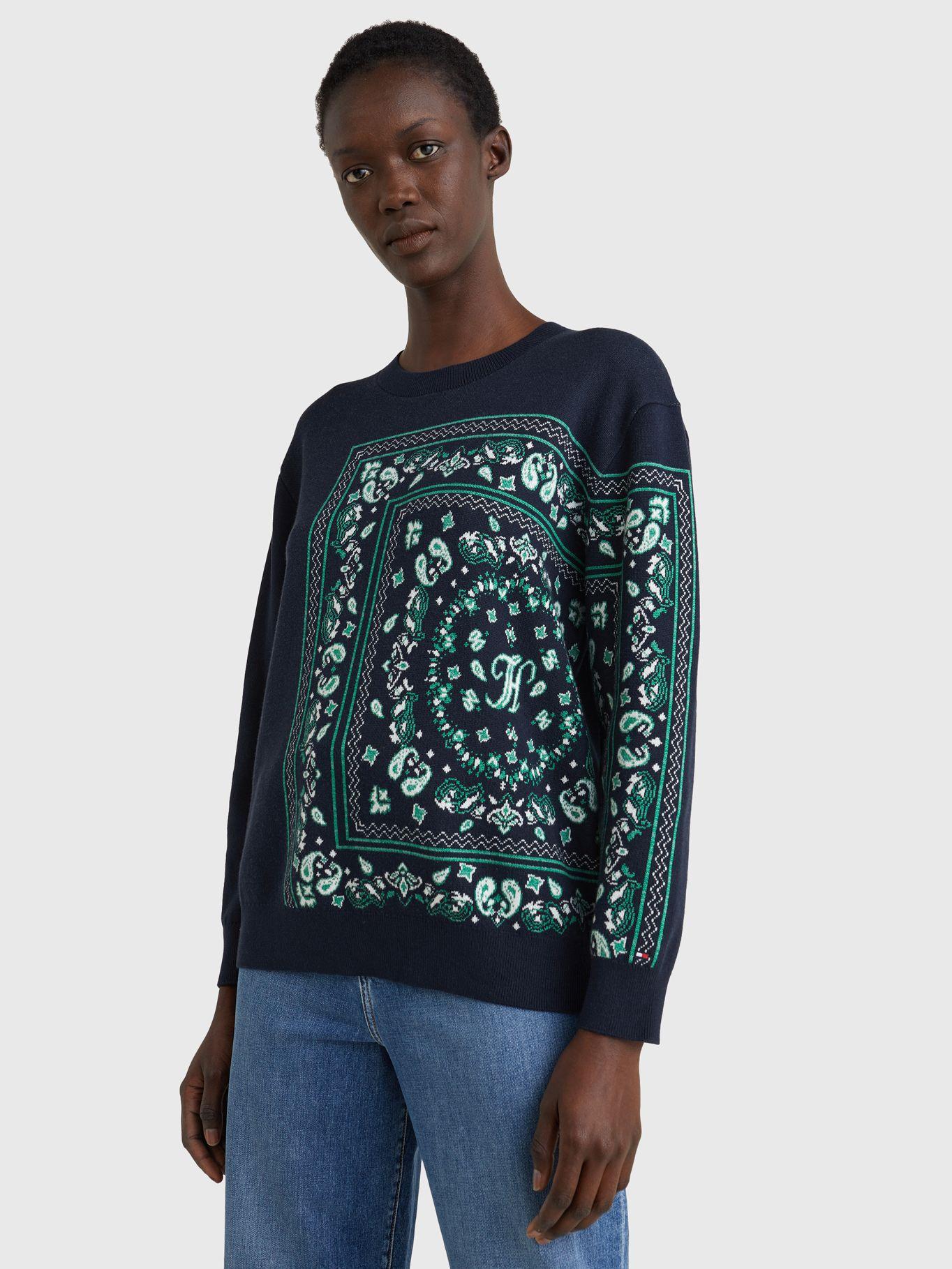 Sweater Relaxed Con Bandana Print Azul Tommy Hilfiger-3
