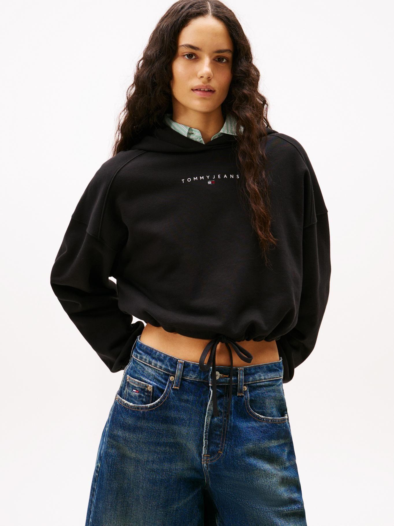 Polerón Hoodie Cropped Negro Tommy Jeans-0