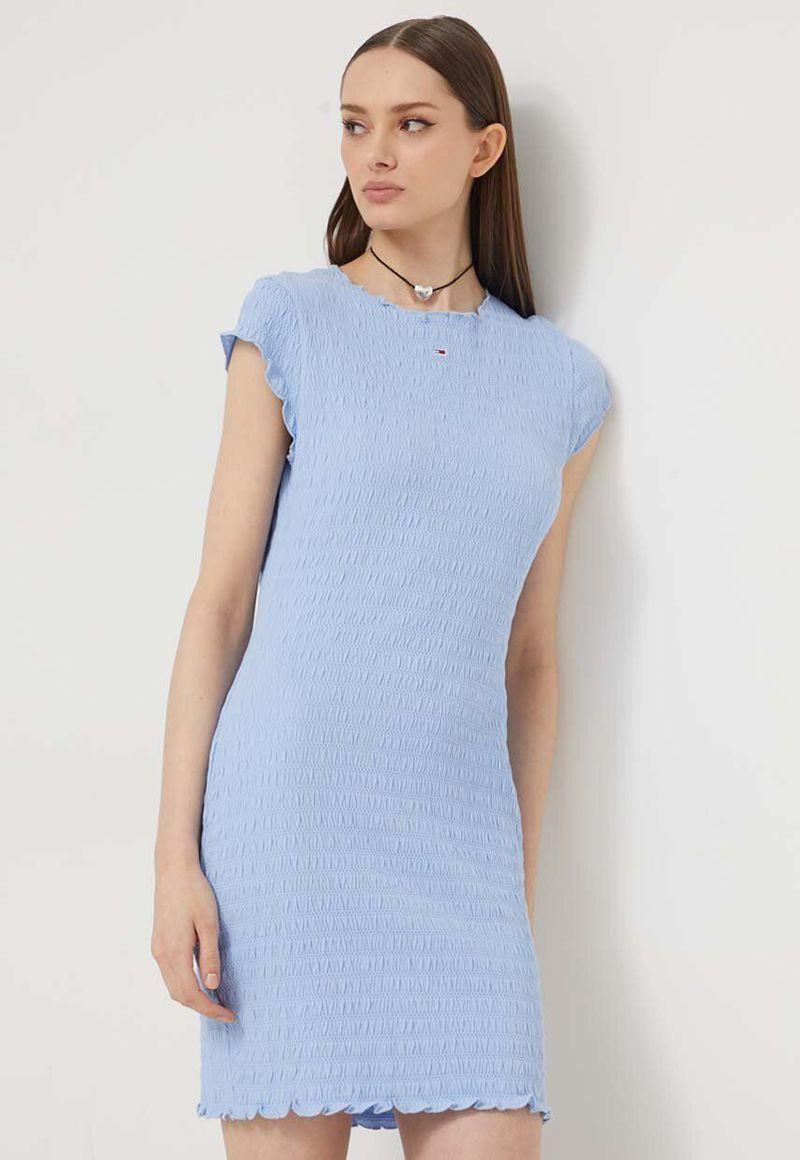 Vestido Essential Fruncido Celeste Tommy Jeans-0