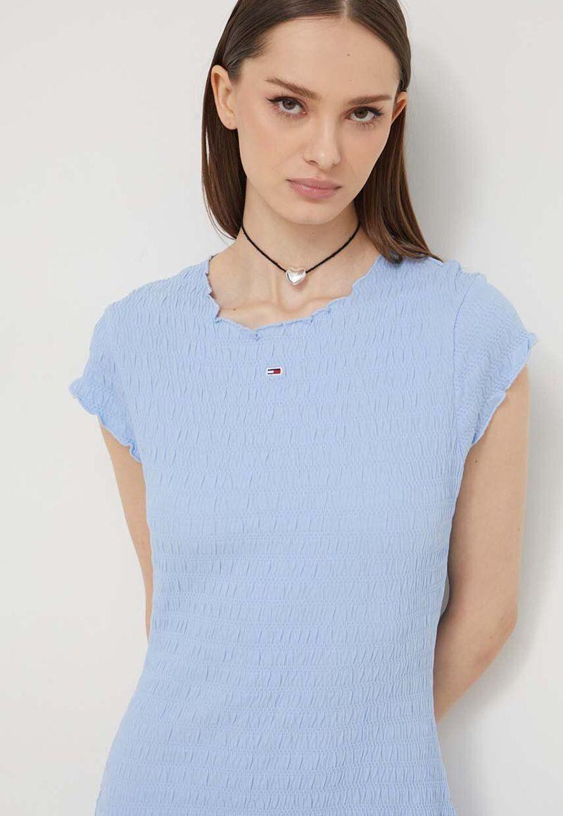Vestido Essential Fruncido Celeste Tommy Jeans-3