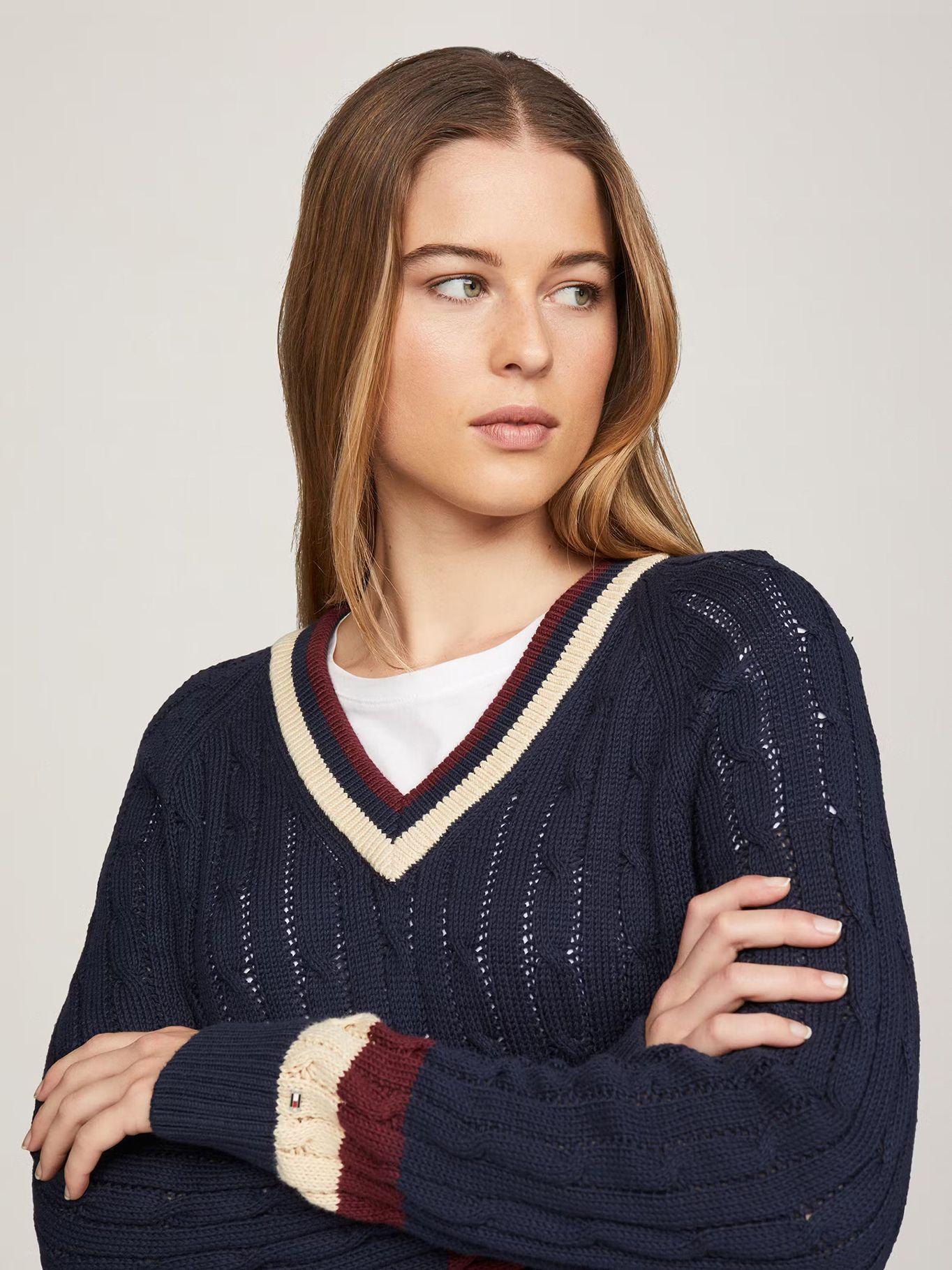 Sweater Varsity V-Neck Azul Tommy Hilfiger-3