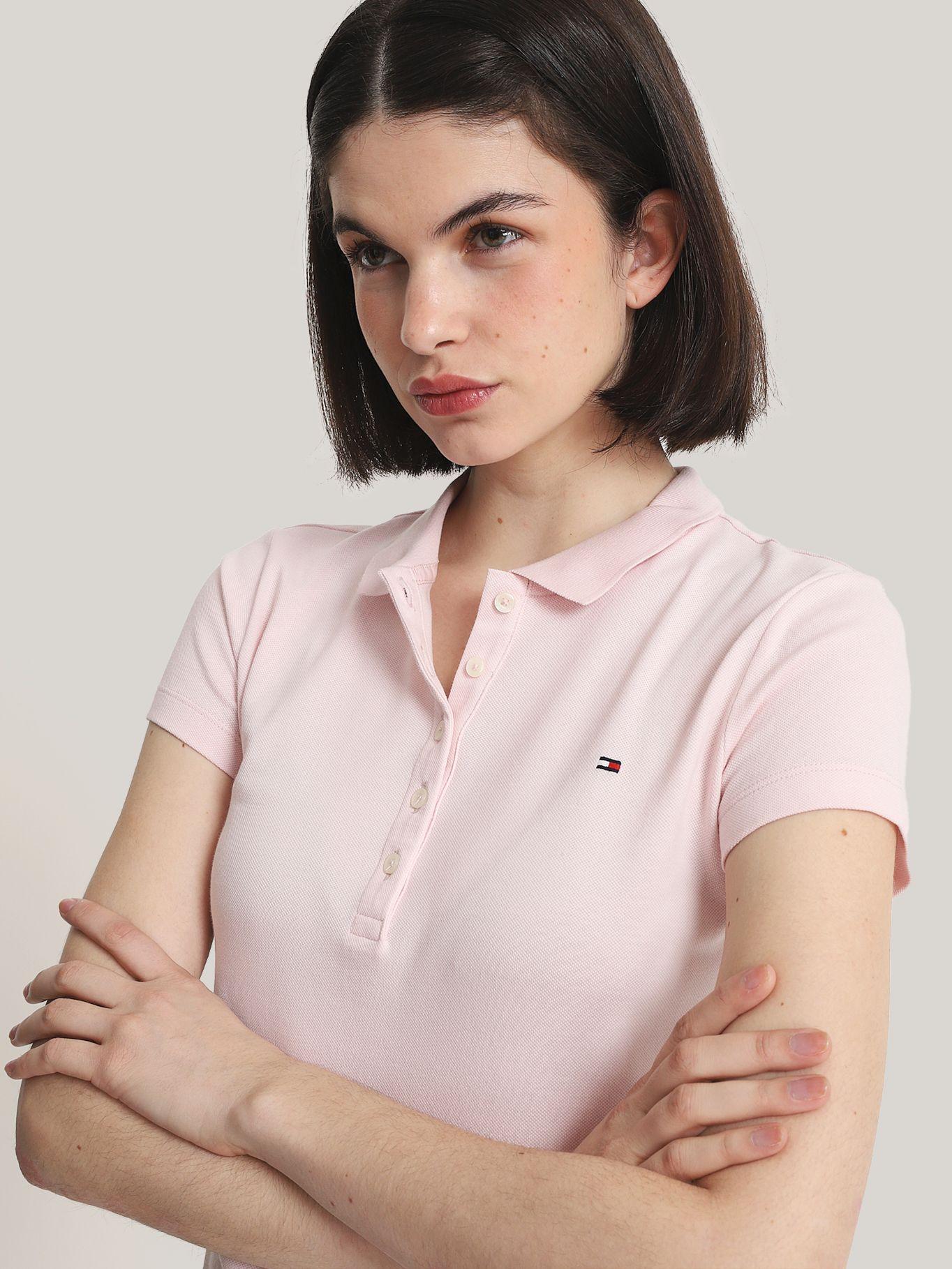 Polo Solid Slim Fit Con 5 Botones Rosado Tommy Hilfiger-3