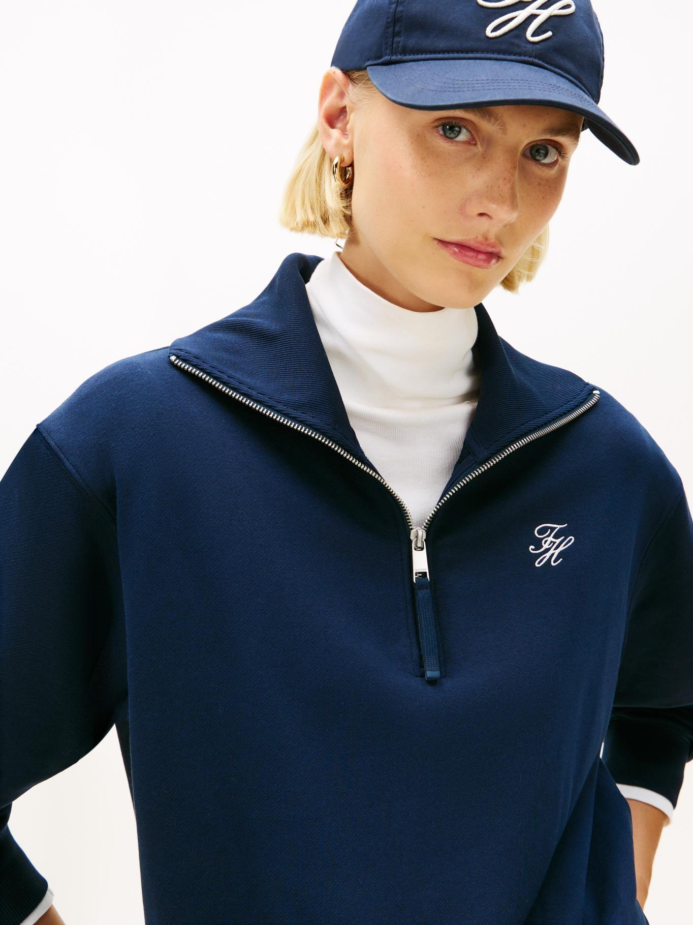 Polerón Medio Cierre Logo Script Tommy Hilfiger Azul-3