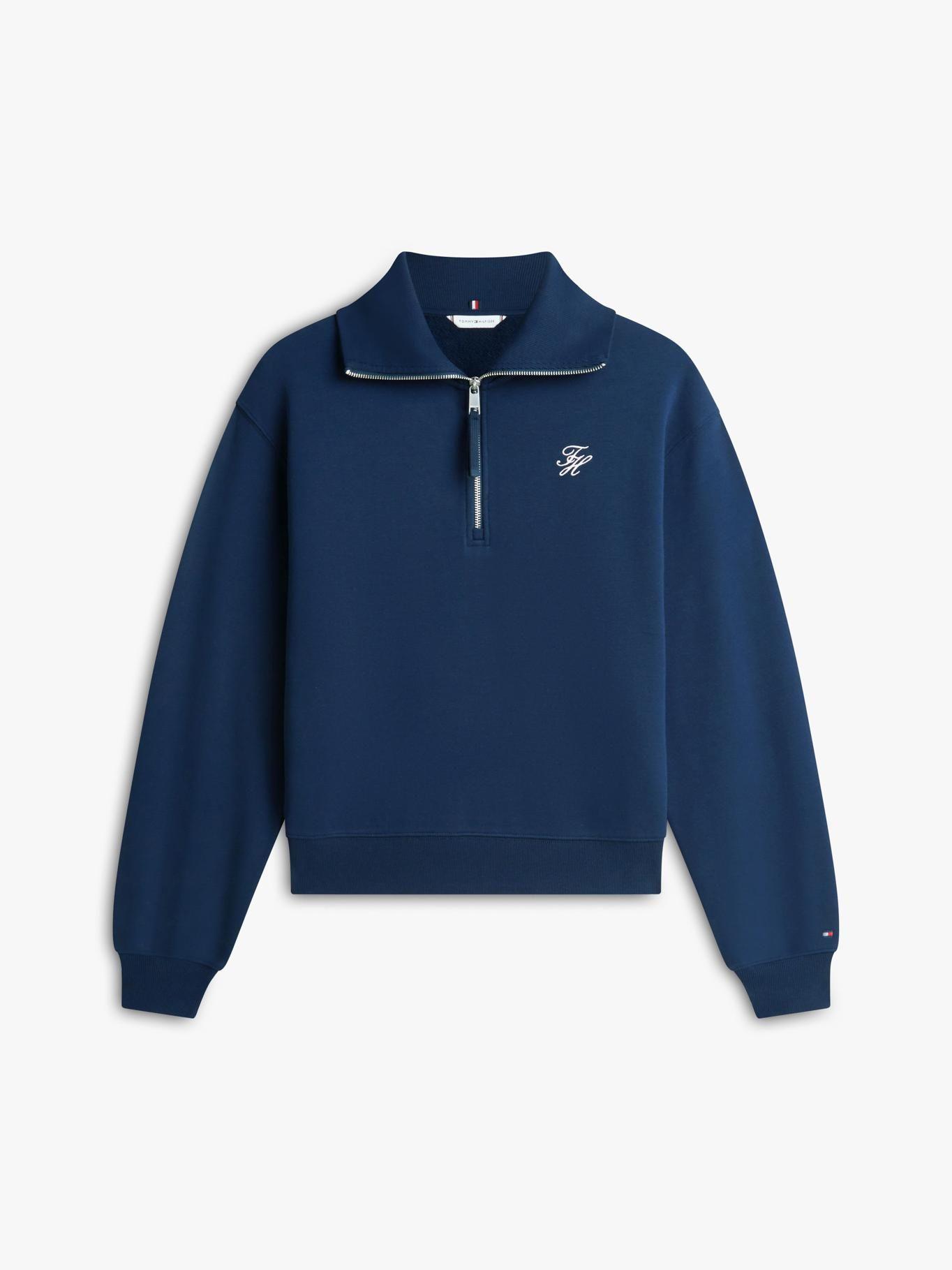 Polerón Medio Cierre Logo Script Tommy Hilfiger Azul-4