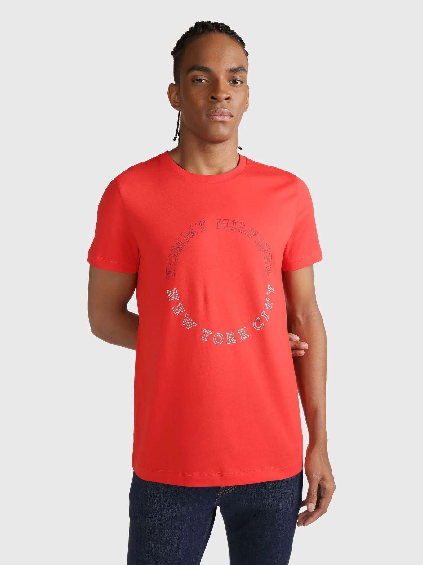 Polera Slim Fit Logo Monotype Rojo Tommy Hilfiger-0