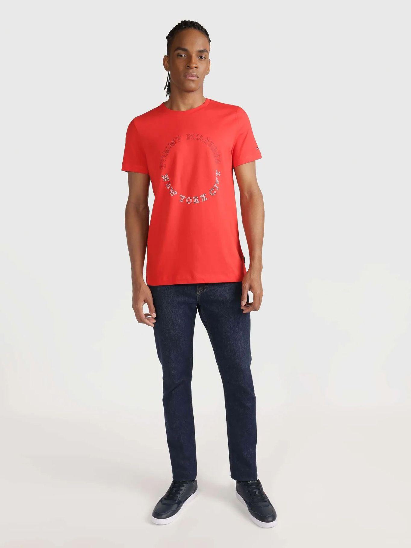Polera Slim Fit Logo Monotype Rojo Tommy Hilfiger-1