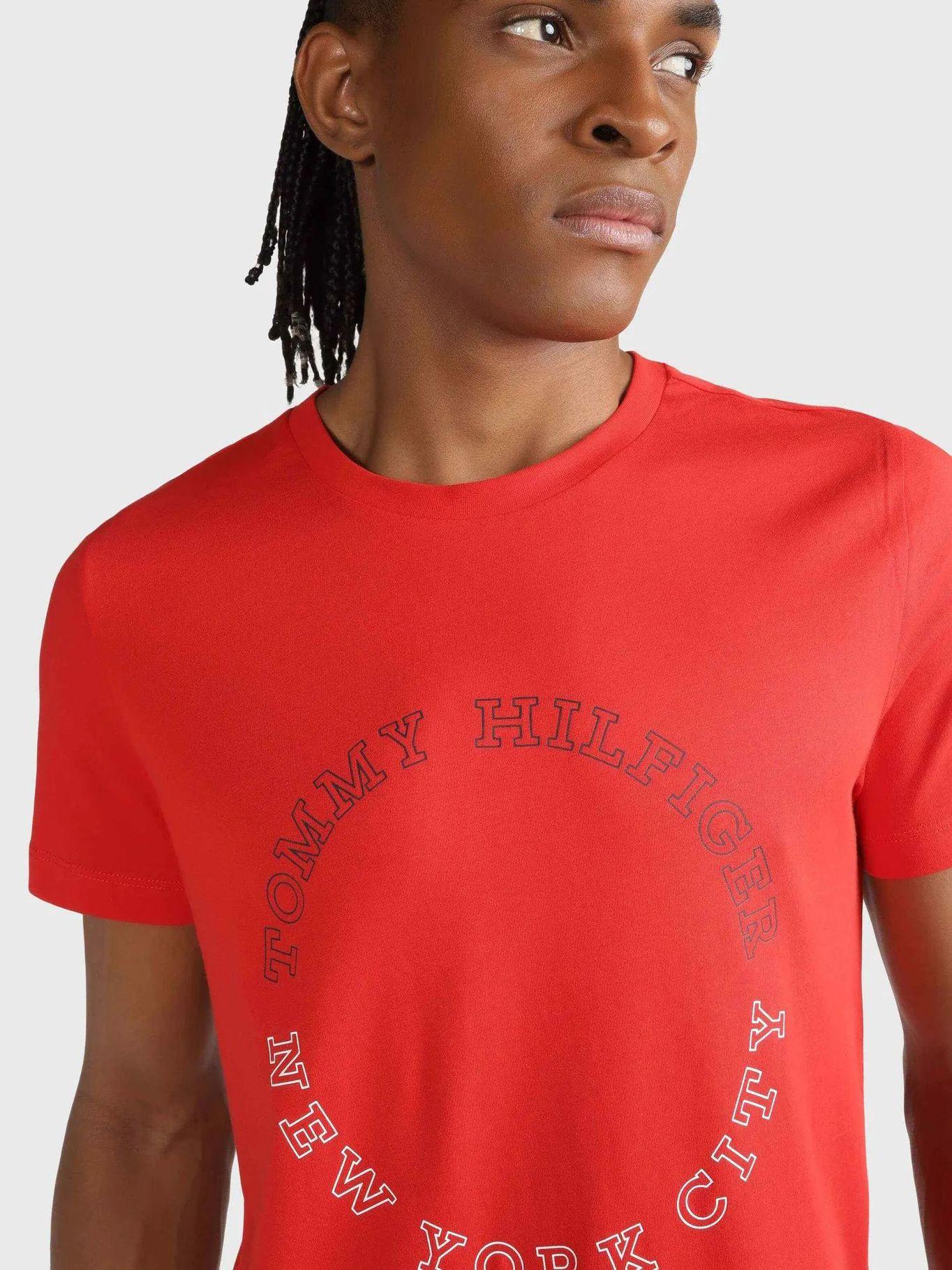 Polera Slim Fit Logo Monotype Rojo Tommy Hilfiger-3