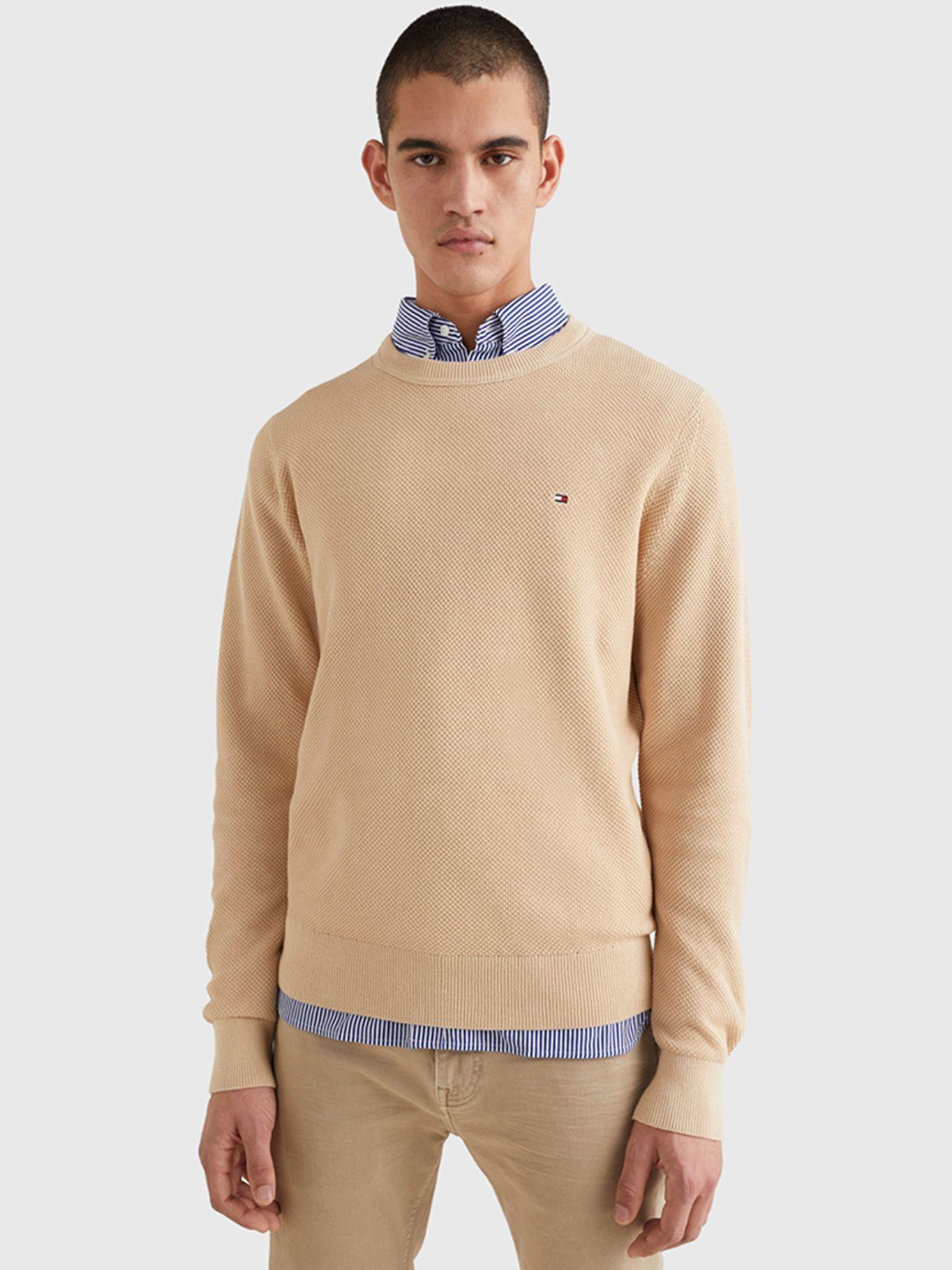 Sweater Structure C-Neck Beige Tommy Hilfiger JN2-3