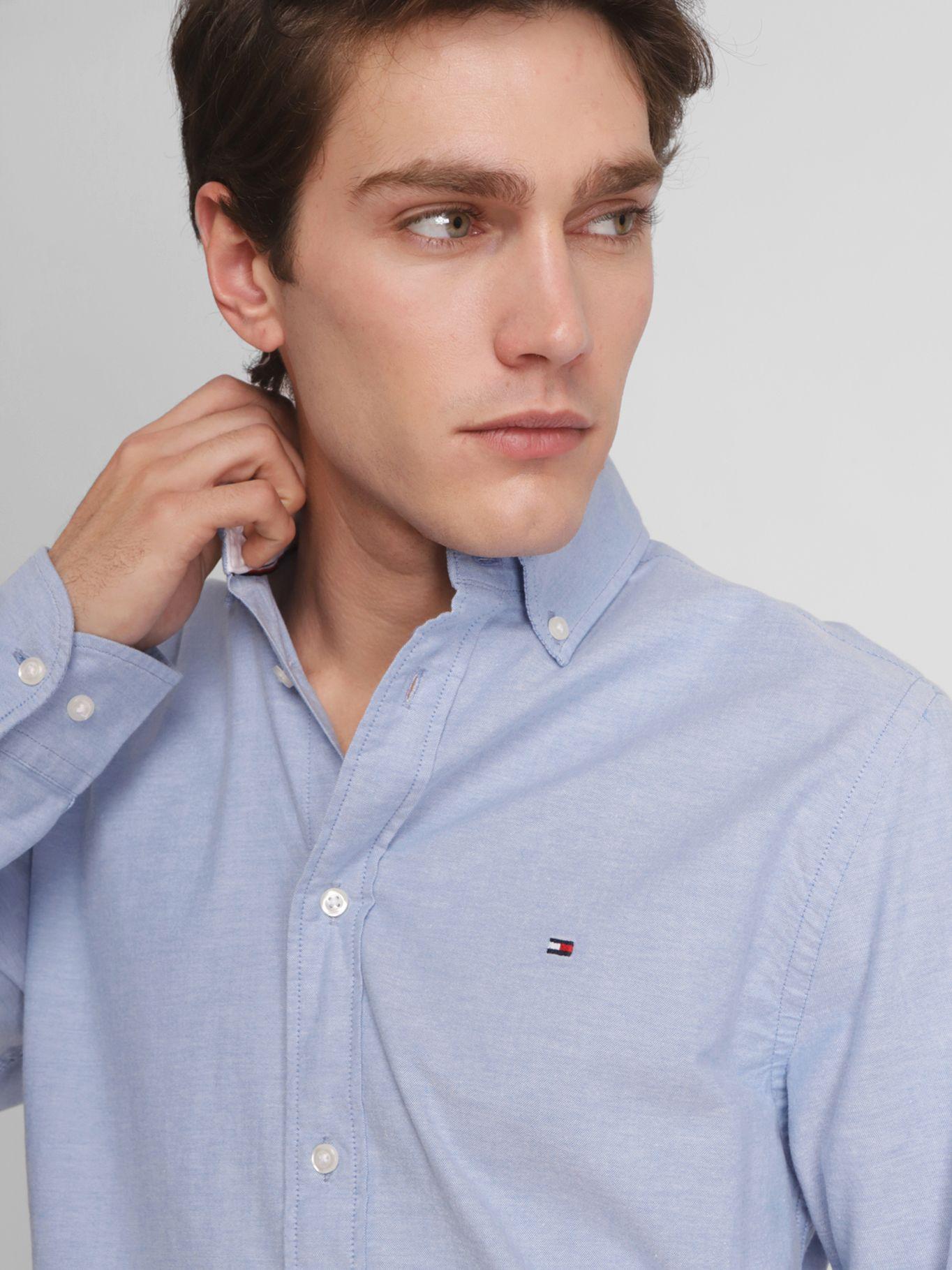 Camisa Flex Oxford Regular Celeste Tommy Hilfiger-3