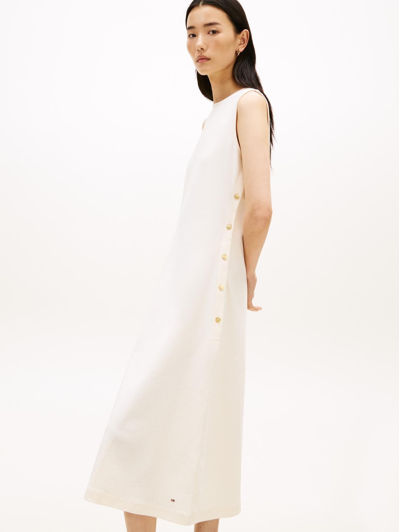 Vestido Midi Con Botones Dorados-3