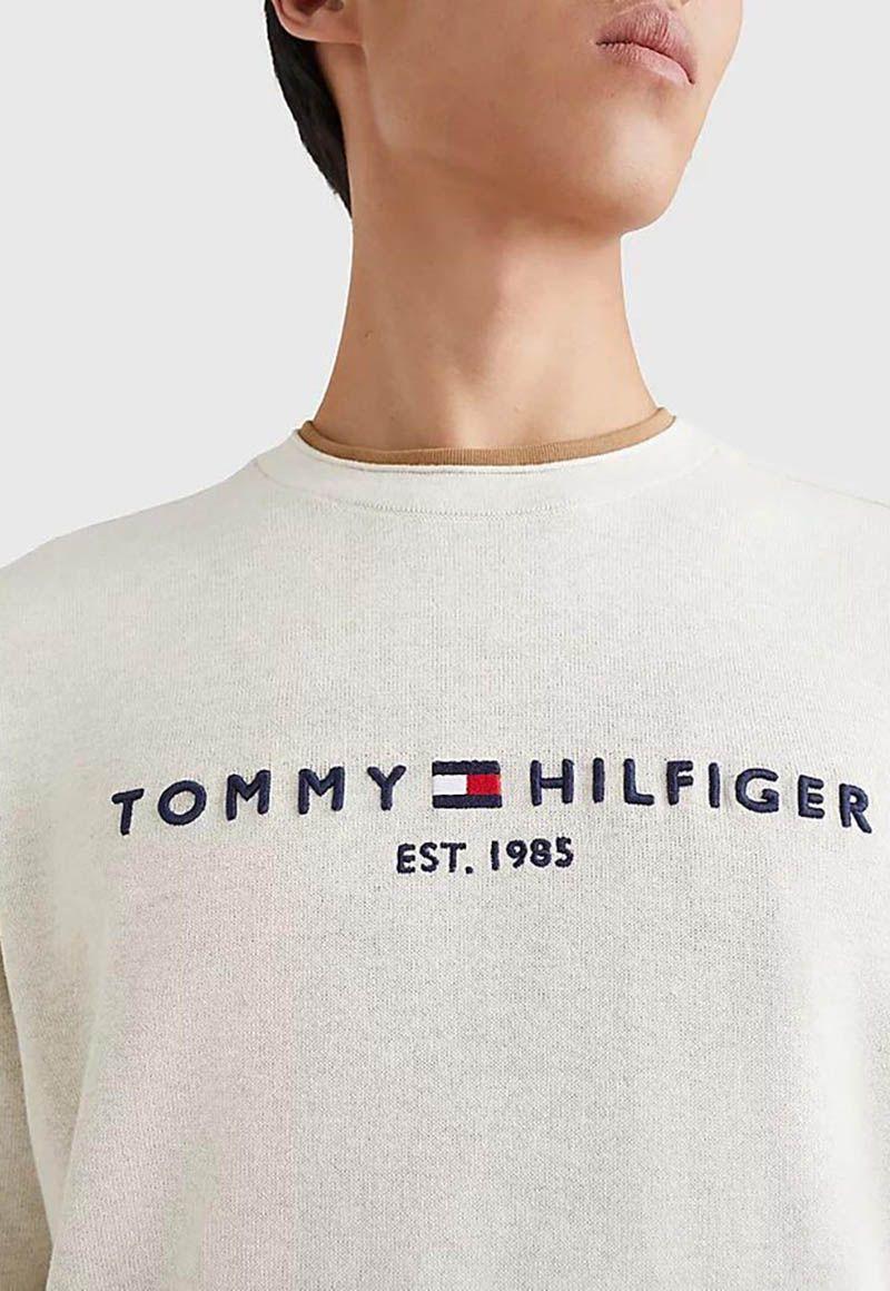 Sweater C-Neck Big Logo Crema Tommy Hilfiger-4