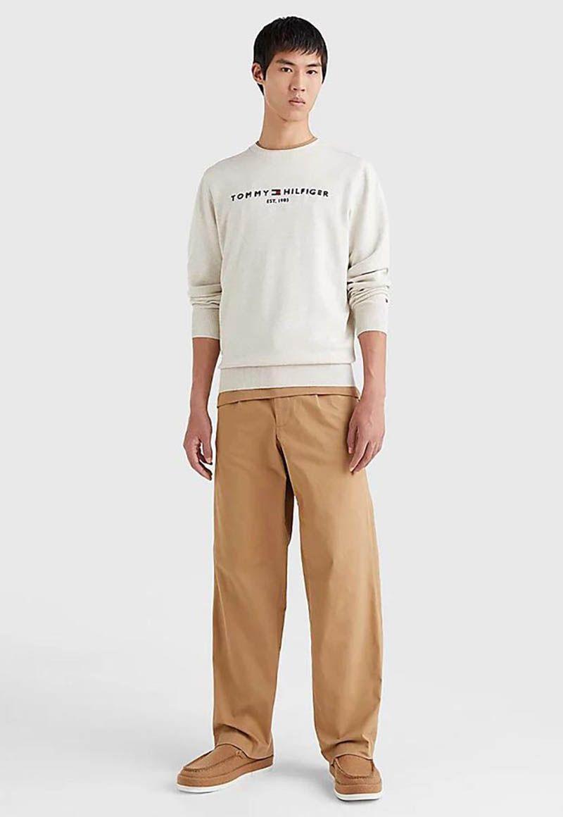 Sweater C-Neck Big Logo Crema Tommy Hilfiger-1