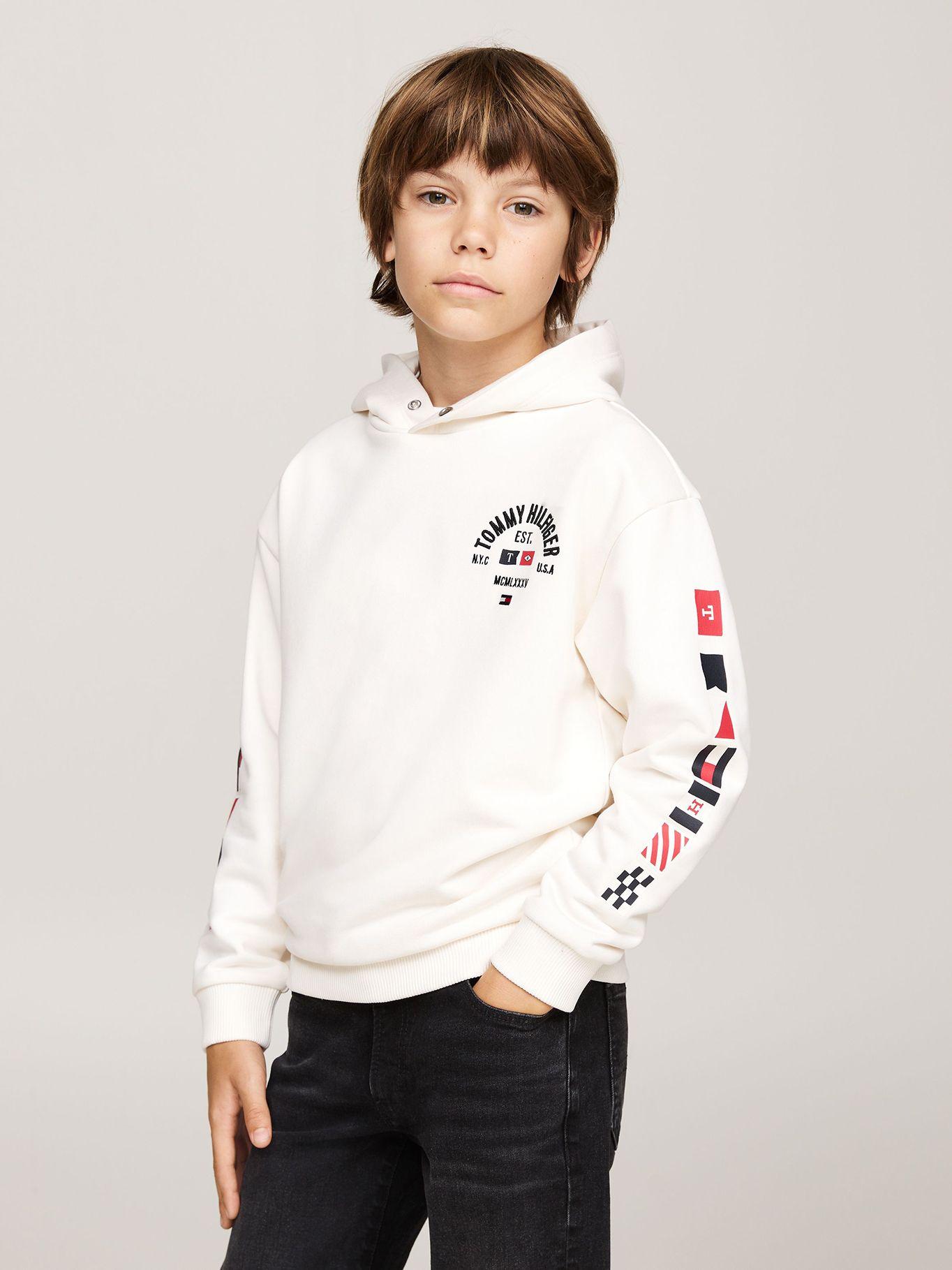 Polerón Hoodie De Niño Con Logo Blanco Tommy Hilfiger-0