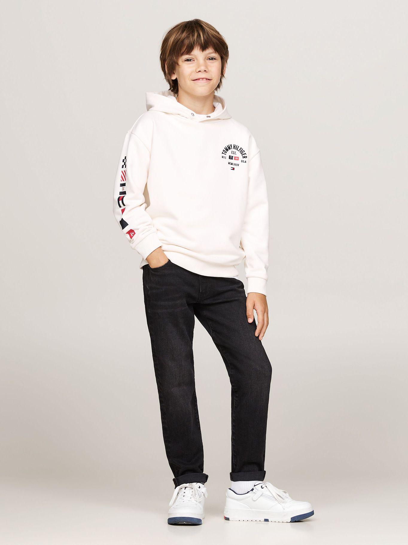 Polerón Hoodie De Niño Con Logo Blanco Tommy Hilfiger-1