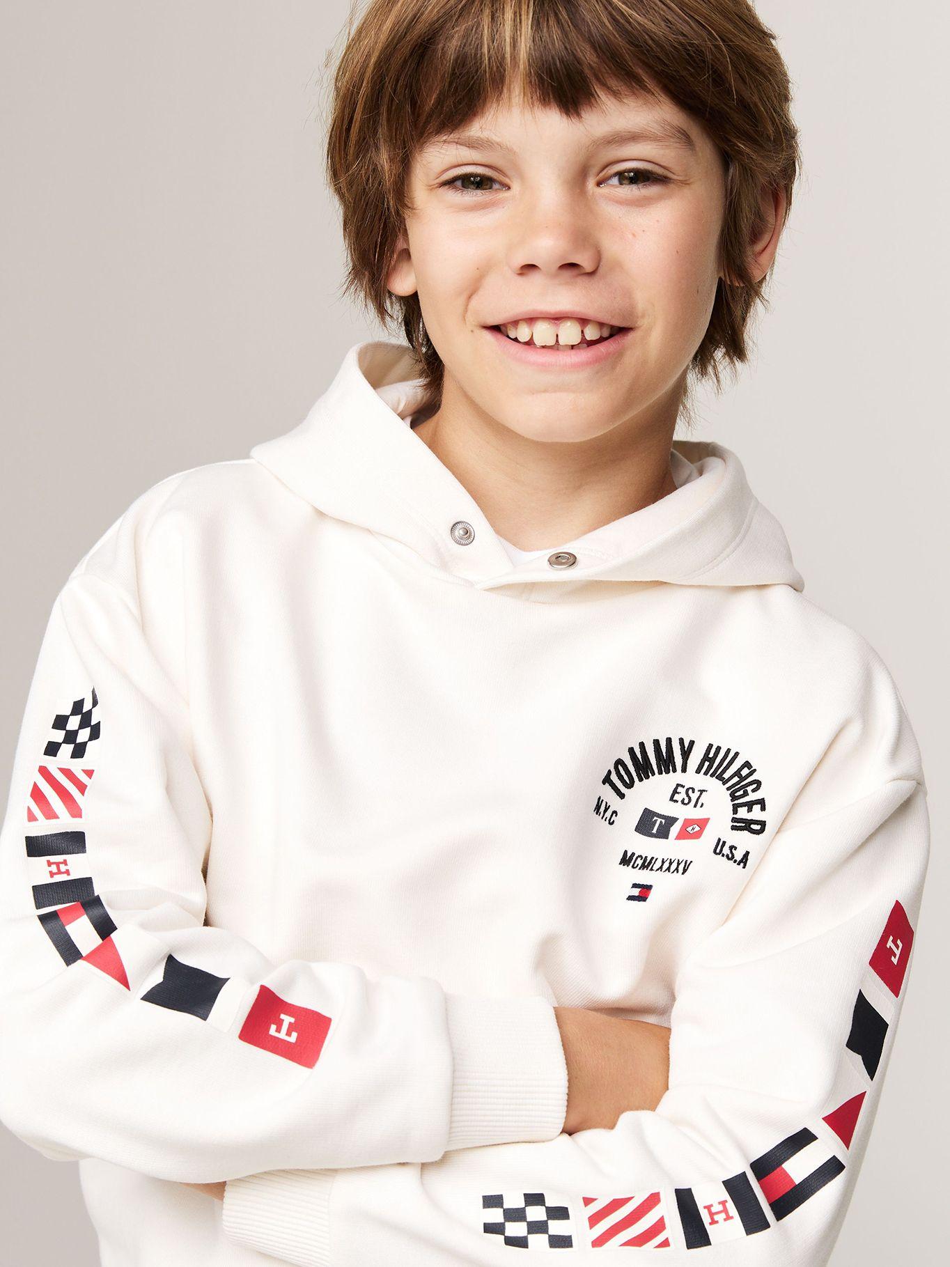 Polerón Hoodie De Niño Con Logo Blanco Tommy Hilfiger-3