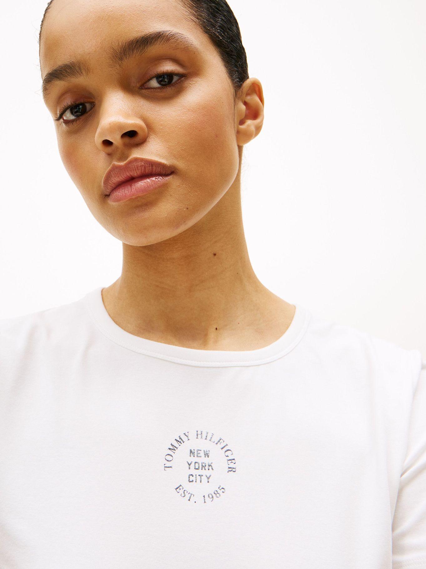 Polera Slim  Logo Estampado Blanco YBL Tommy Hilfiger-3